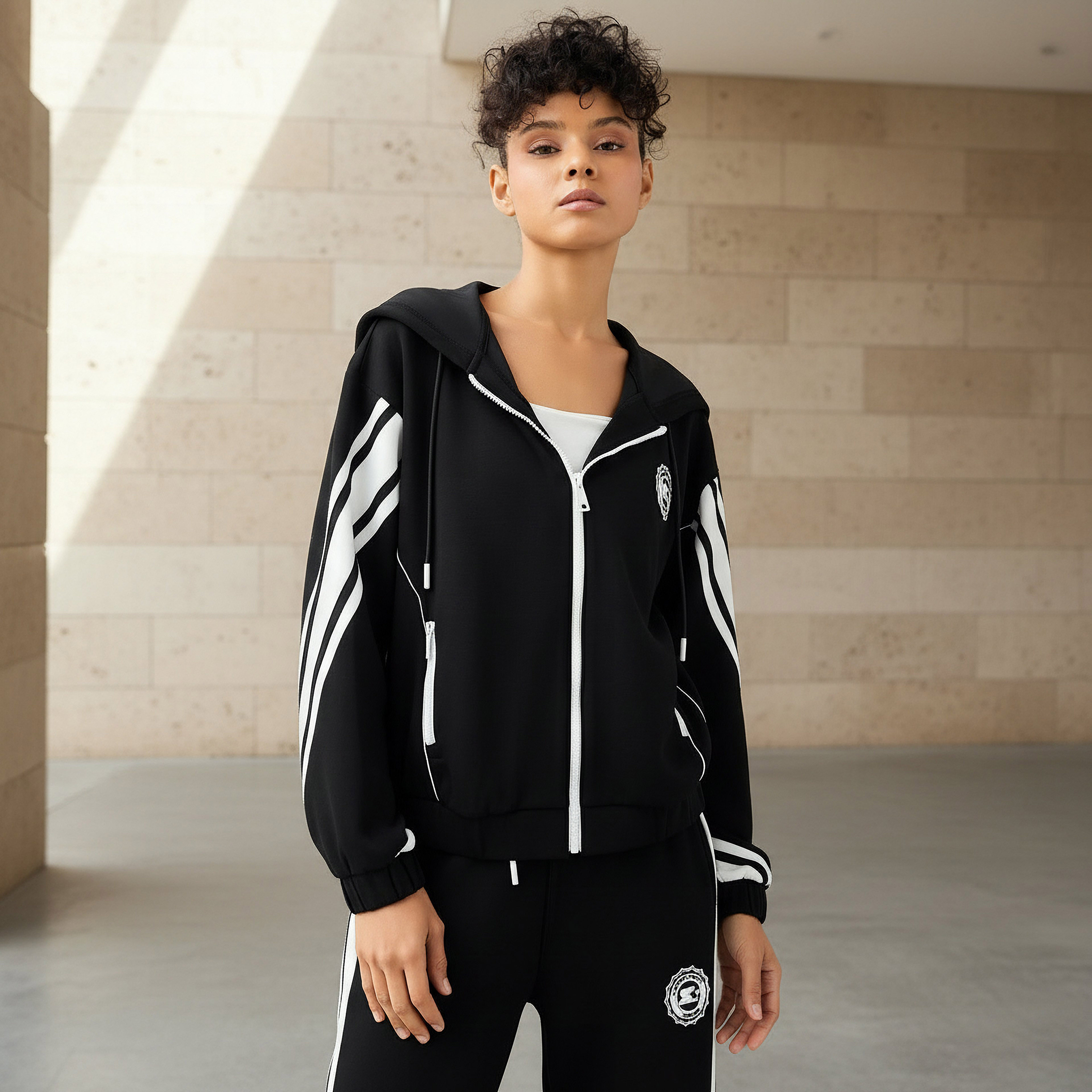 Starter Hooded Jacket with Stripes-women-clothing-coordsets-image-1