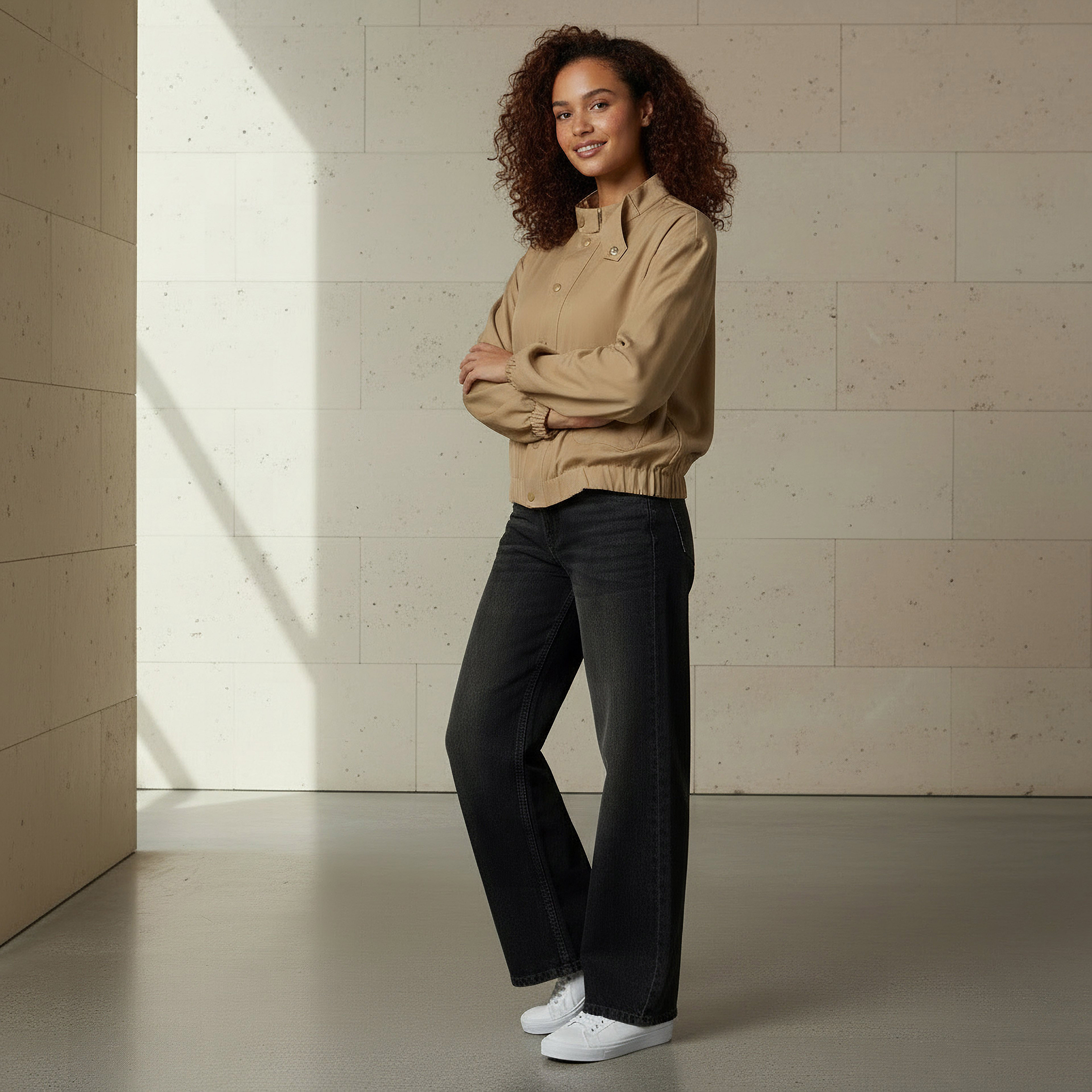 Regular Fit Snap-Button Jacket with Pockets-women-clothing-coordsets-image-2