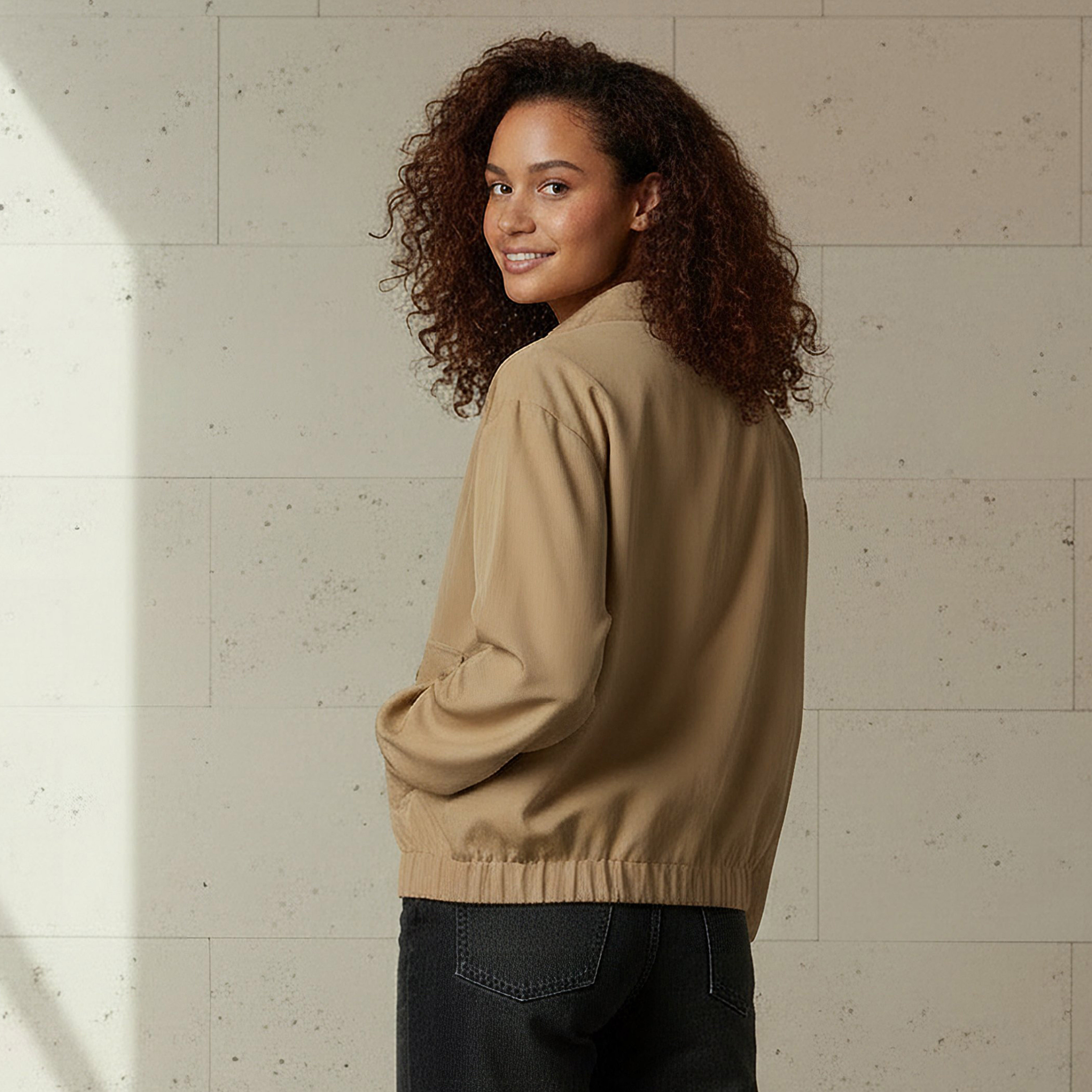 Regular Fit Snap-Button Jacket with Pockets-women-clothing-coordsets-image-3