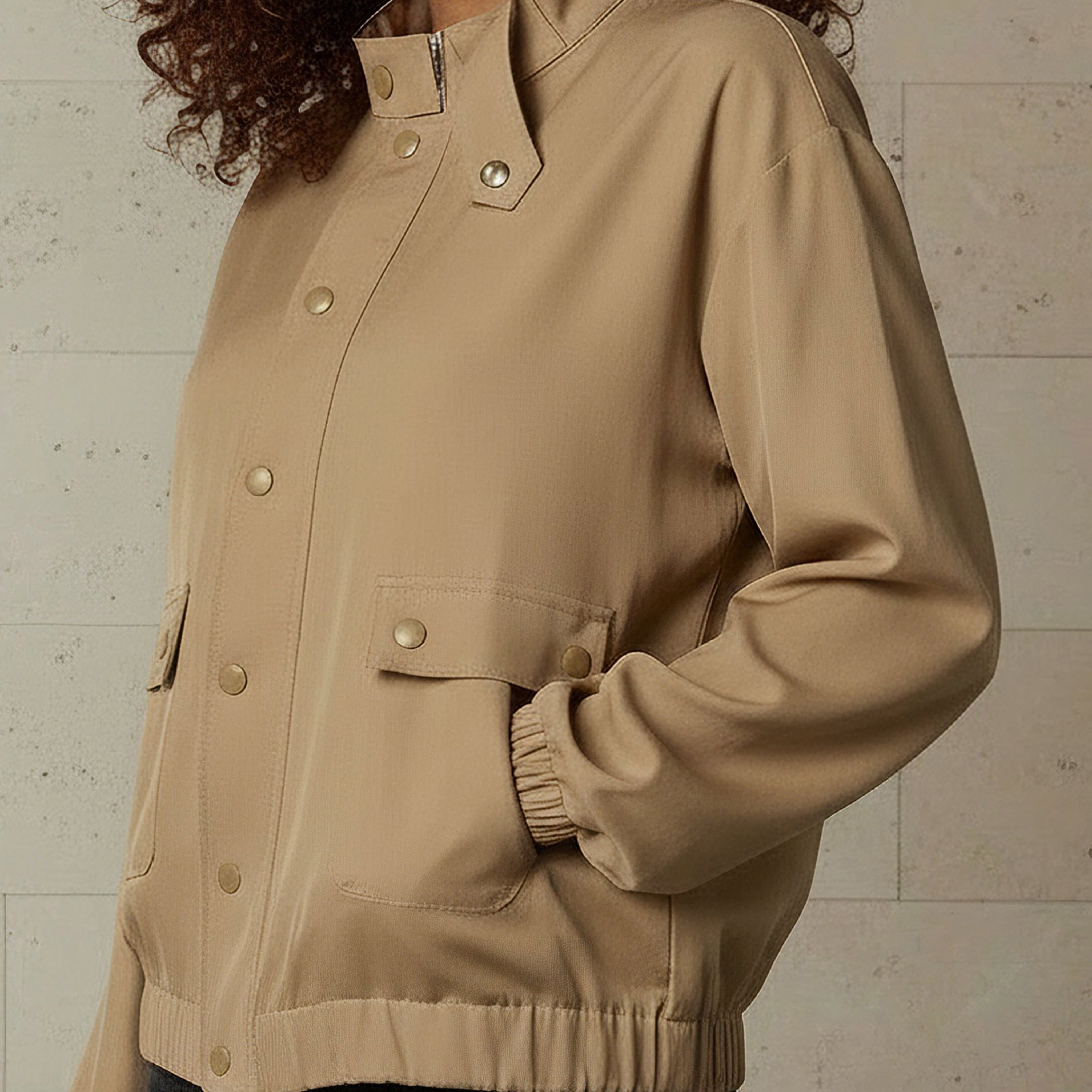 Regular Fit Snap-Button Jacket with Pockets-women-clothing-coordsets-image-4