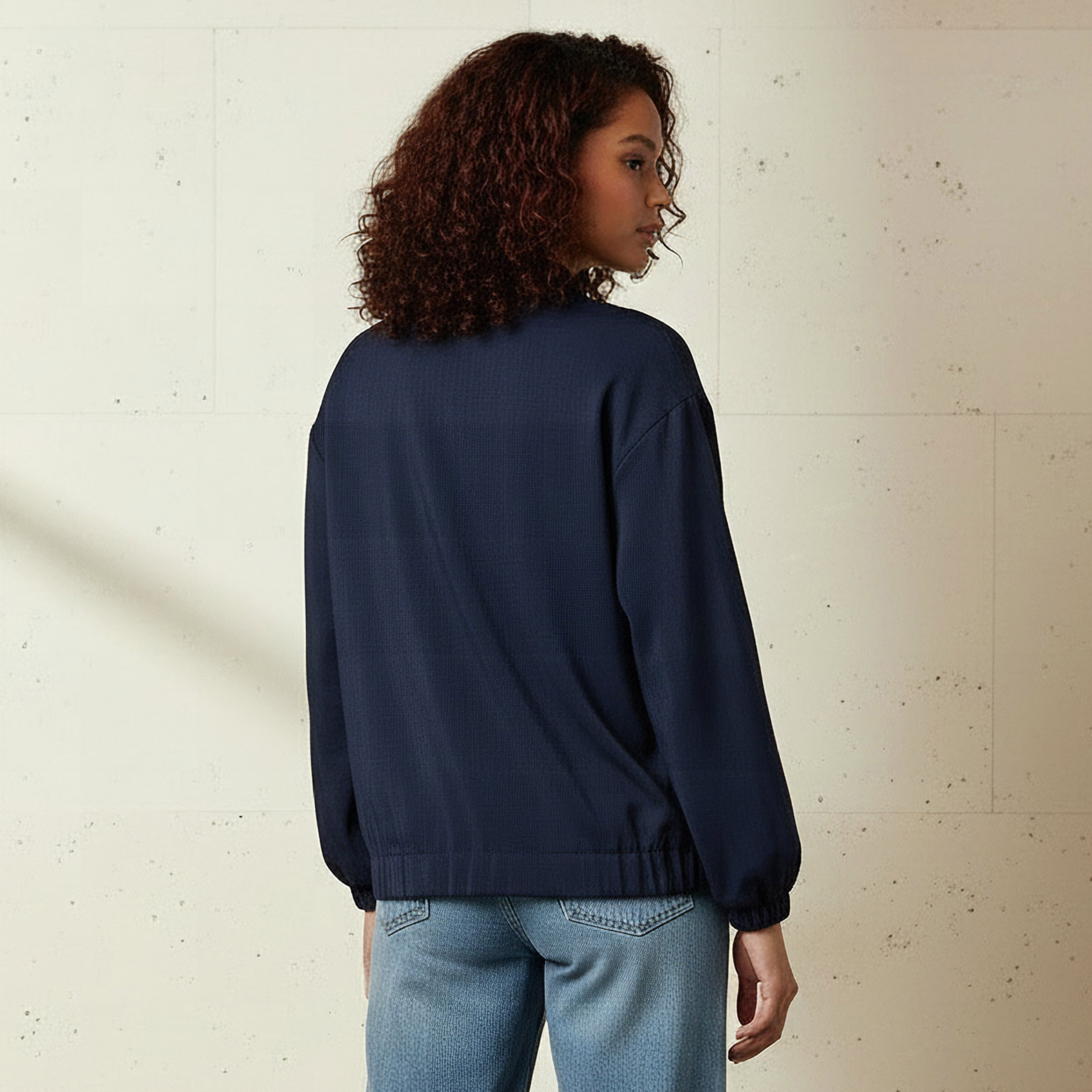 جاكيت بقصة عادية وأزرار إغلاق وجيوب-women-clothing-coordsets-image-2
