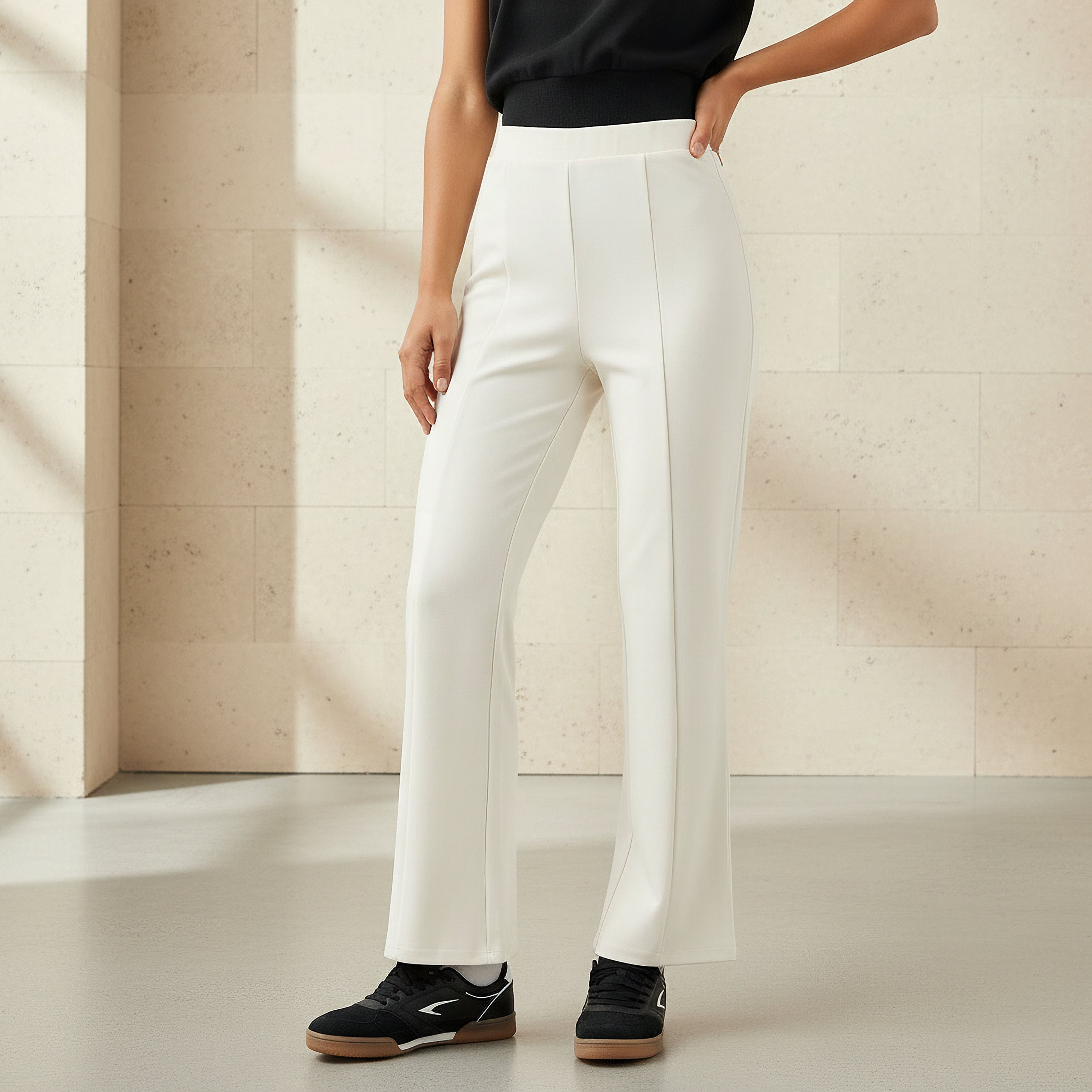 Flared Leggings Panel Detail-women-clothing-bottoms-leggings-image-1