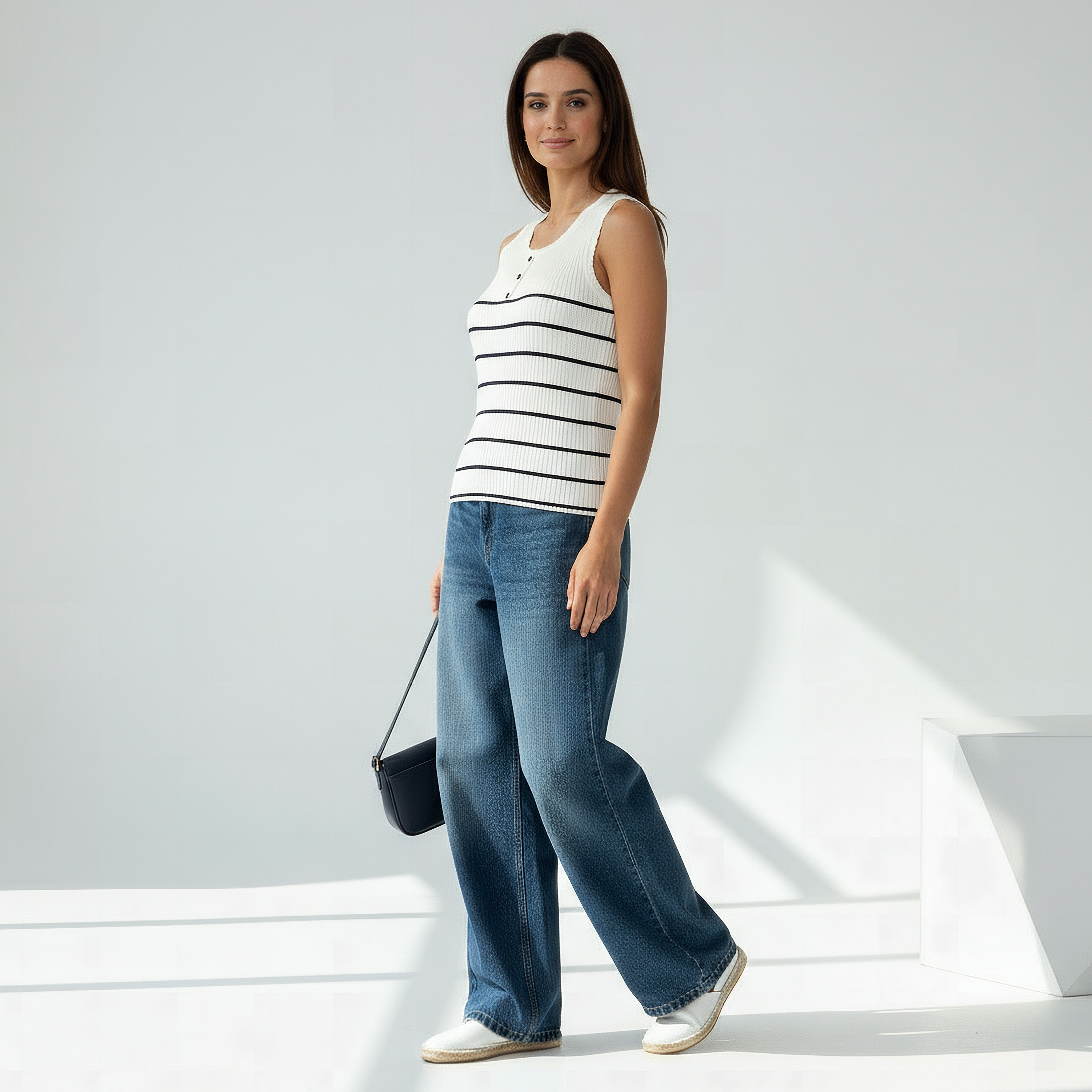 Striped Tank Top with Ribbed Detail-women-clothing-tshirts-image-2