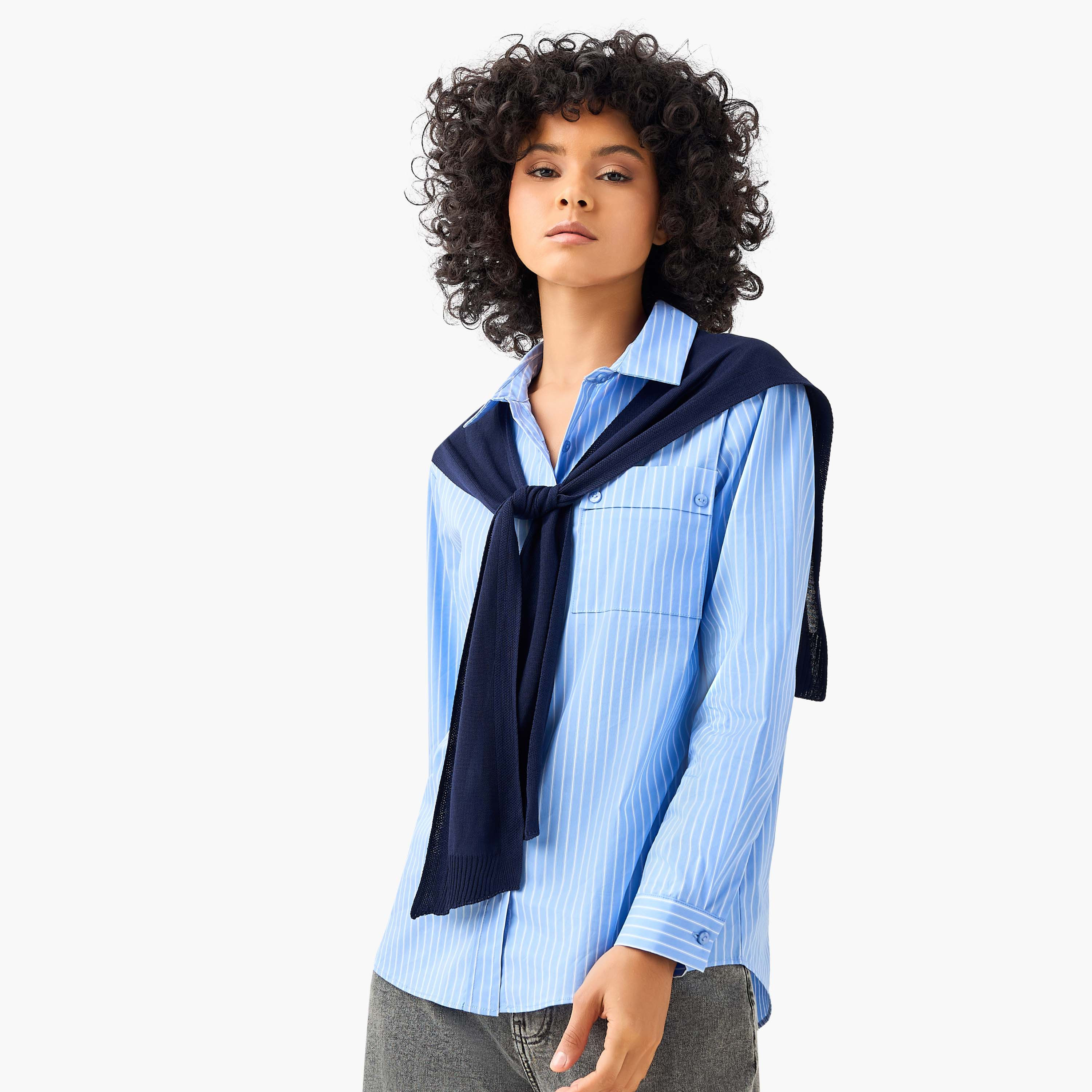 Regular Fit Shirt with Cardigan-women-clothing-shirtsandblouses-shirts-image-5