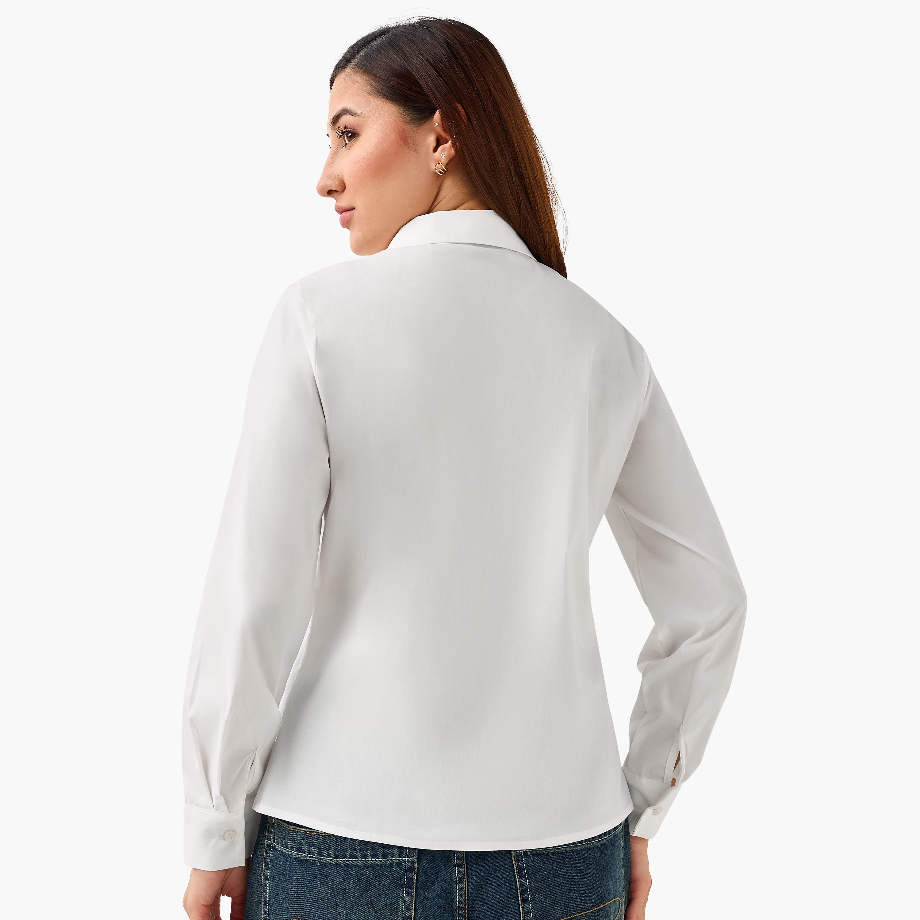 Regular Fit Overlap Shirt with Long Sleeves-women-clothing-shirtsandblouses-shirts-image-5