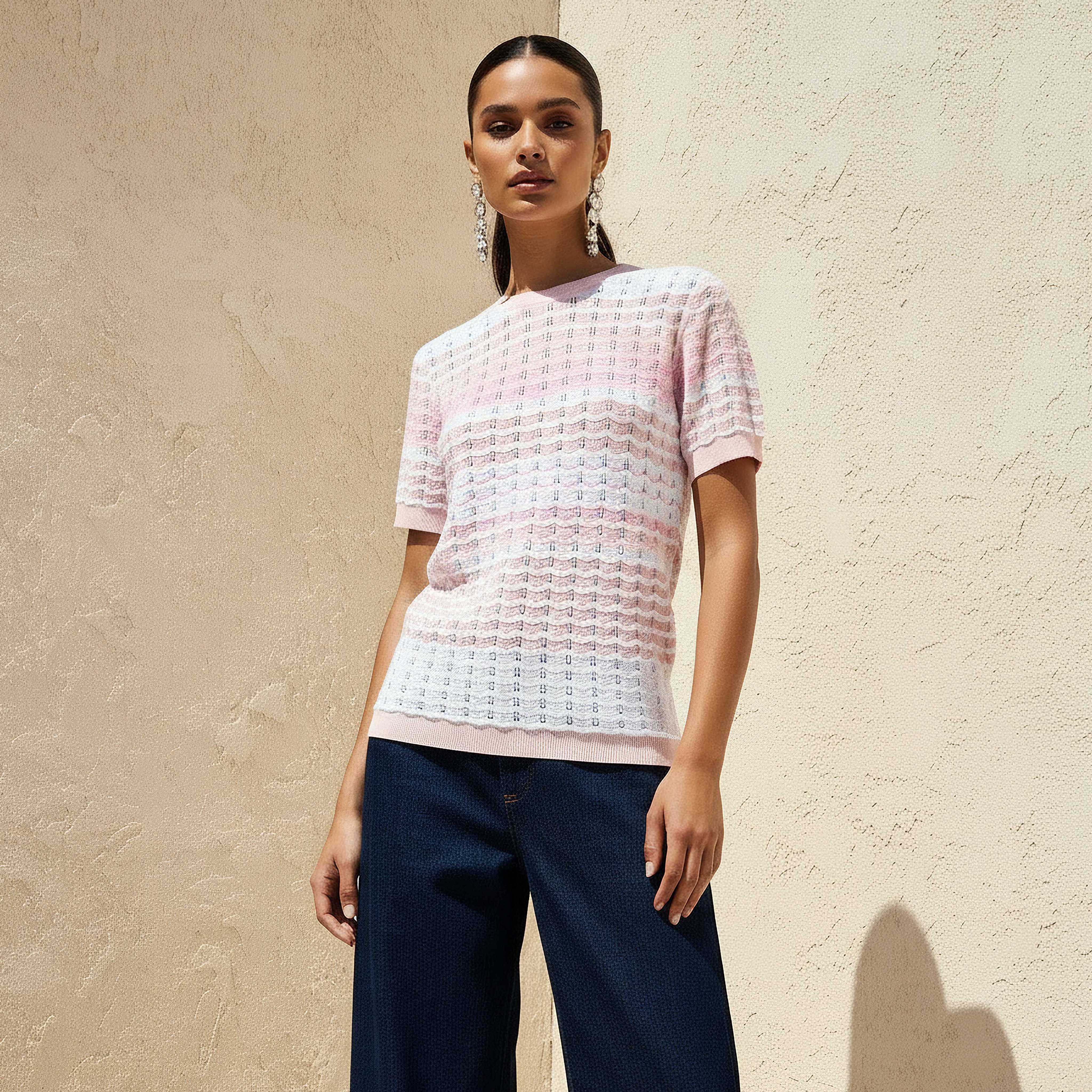 Regular Fit Striped Top with Texture-women-clothing-shirtsandblouses-blouses-image-1