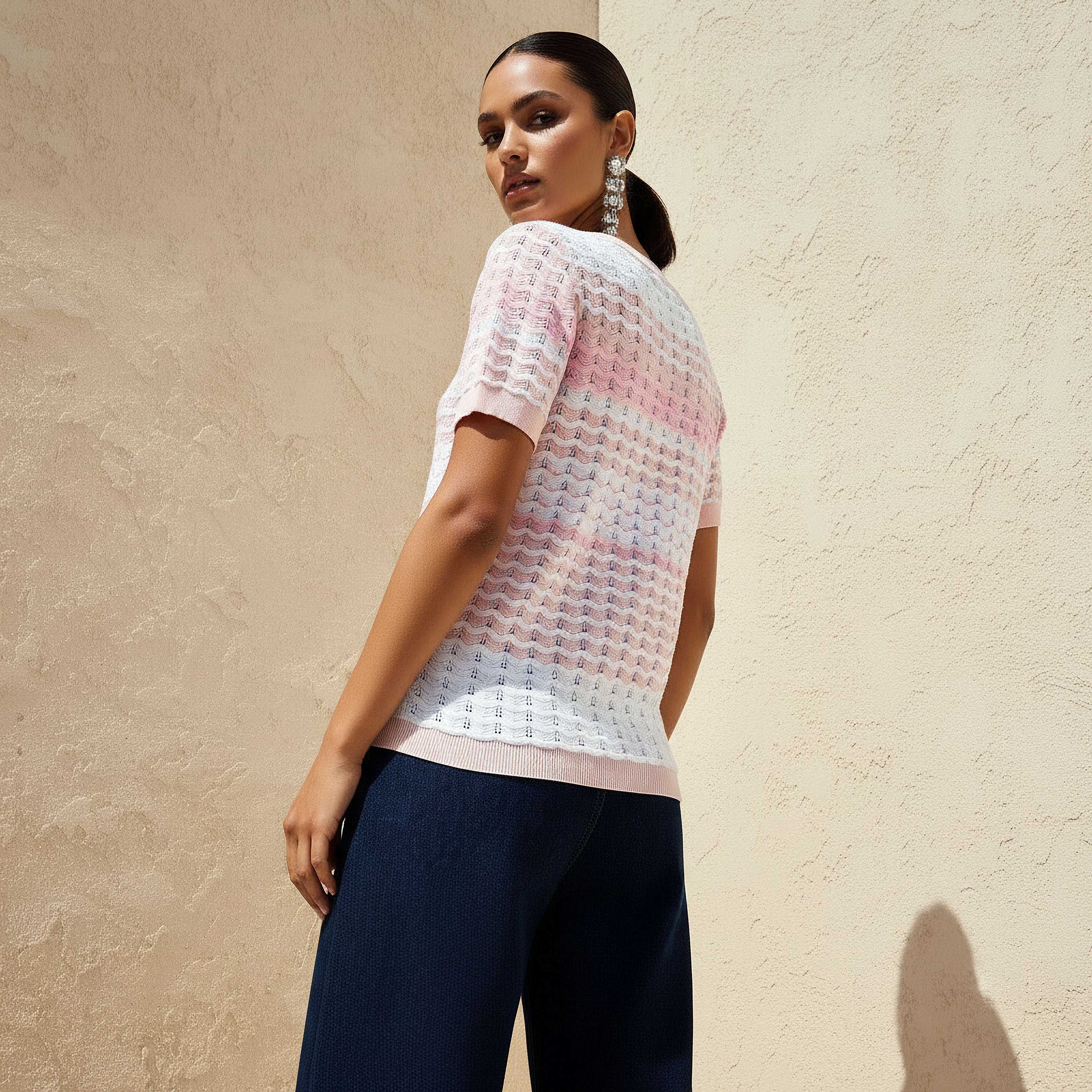 Regular Fit Striped Top with Texture-women-clothing-shirtsandblouses-blouses-image-3