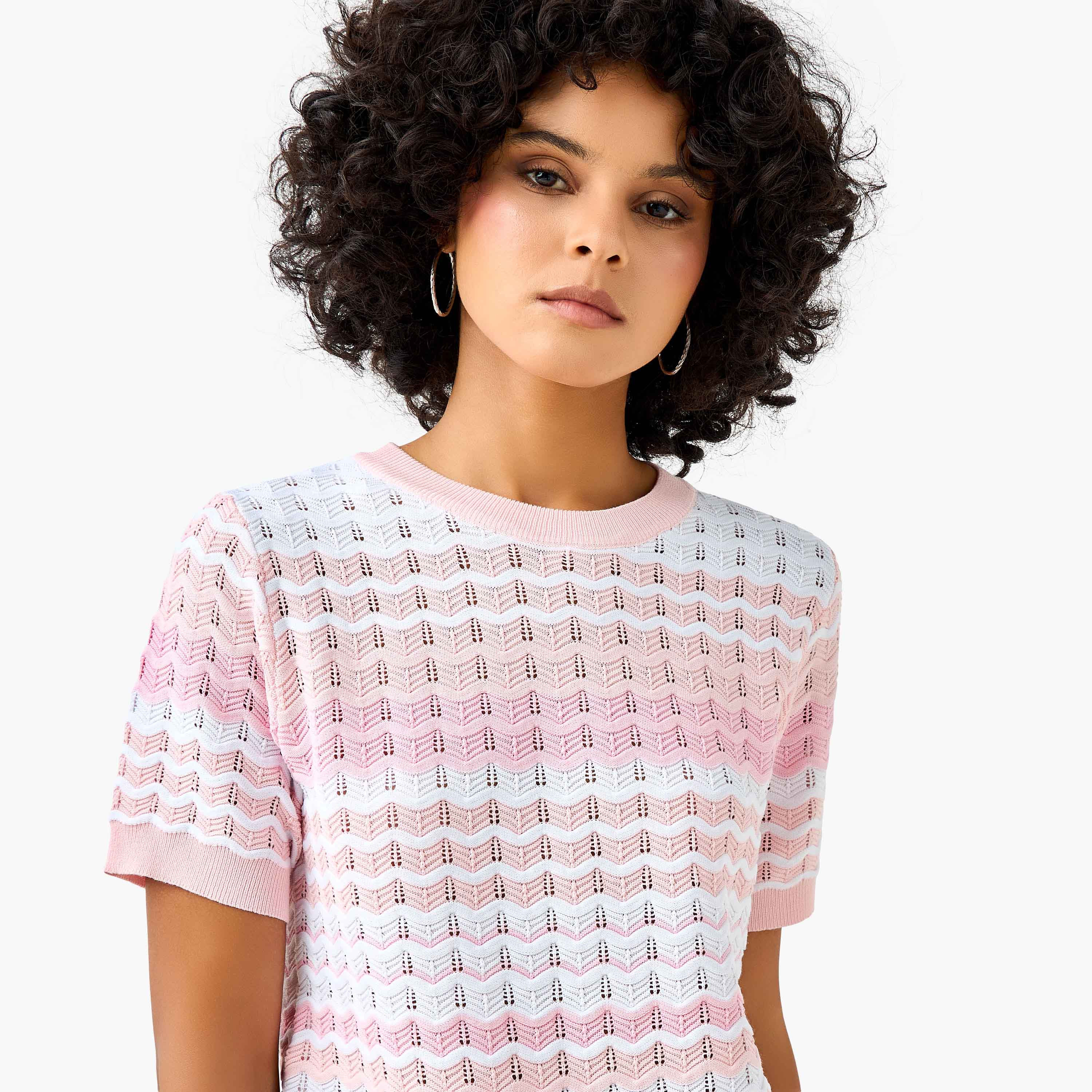 Regular Fit Striped Top with Texture-women-clothing-shirtsandblouses-blouses-image-8