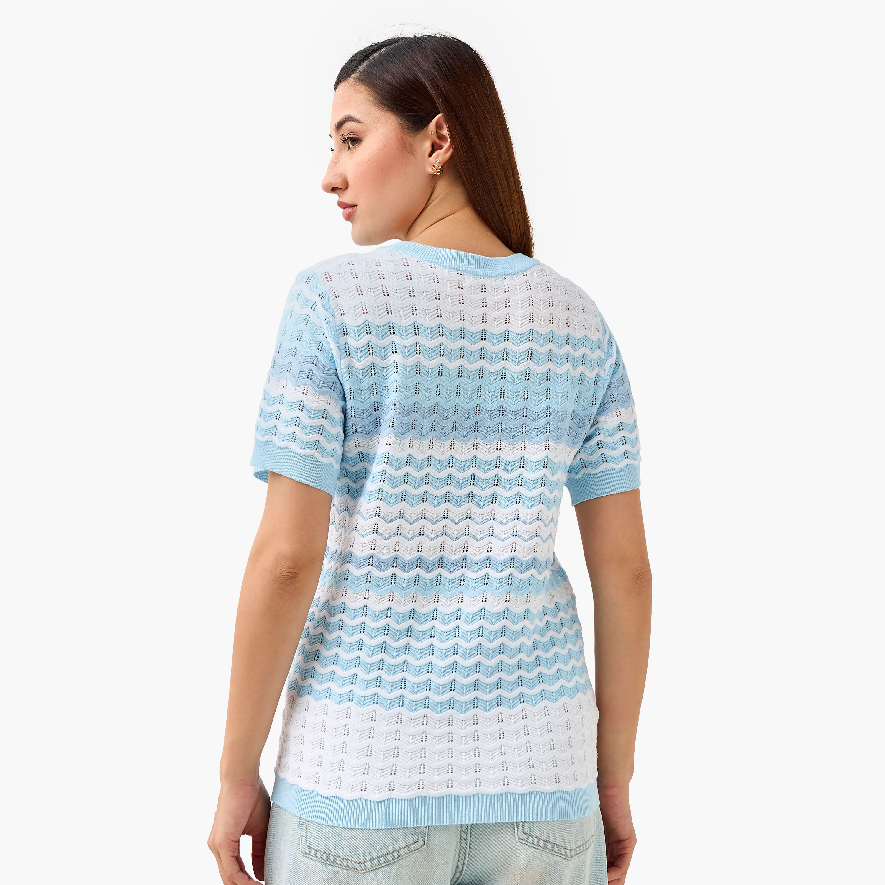 Regular Fit Top with Knit Texture-women-clothing-shirtsandblouses-blouses-image-5