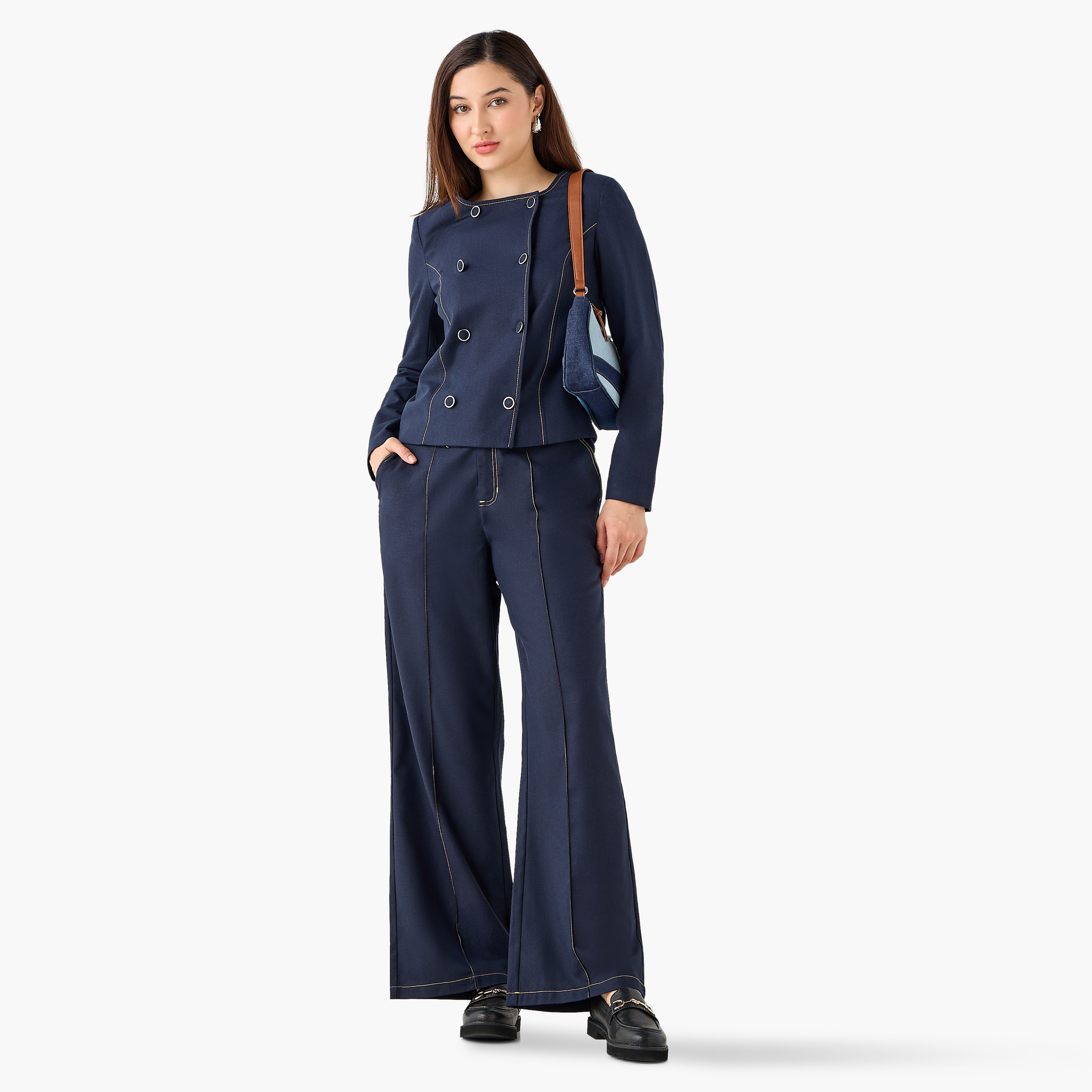 جاكيت كتان بأزرار مزدوجة-women-clothing-coordsets-image-3