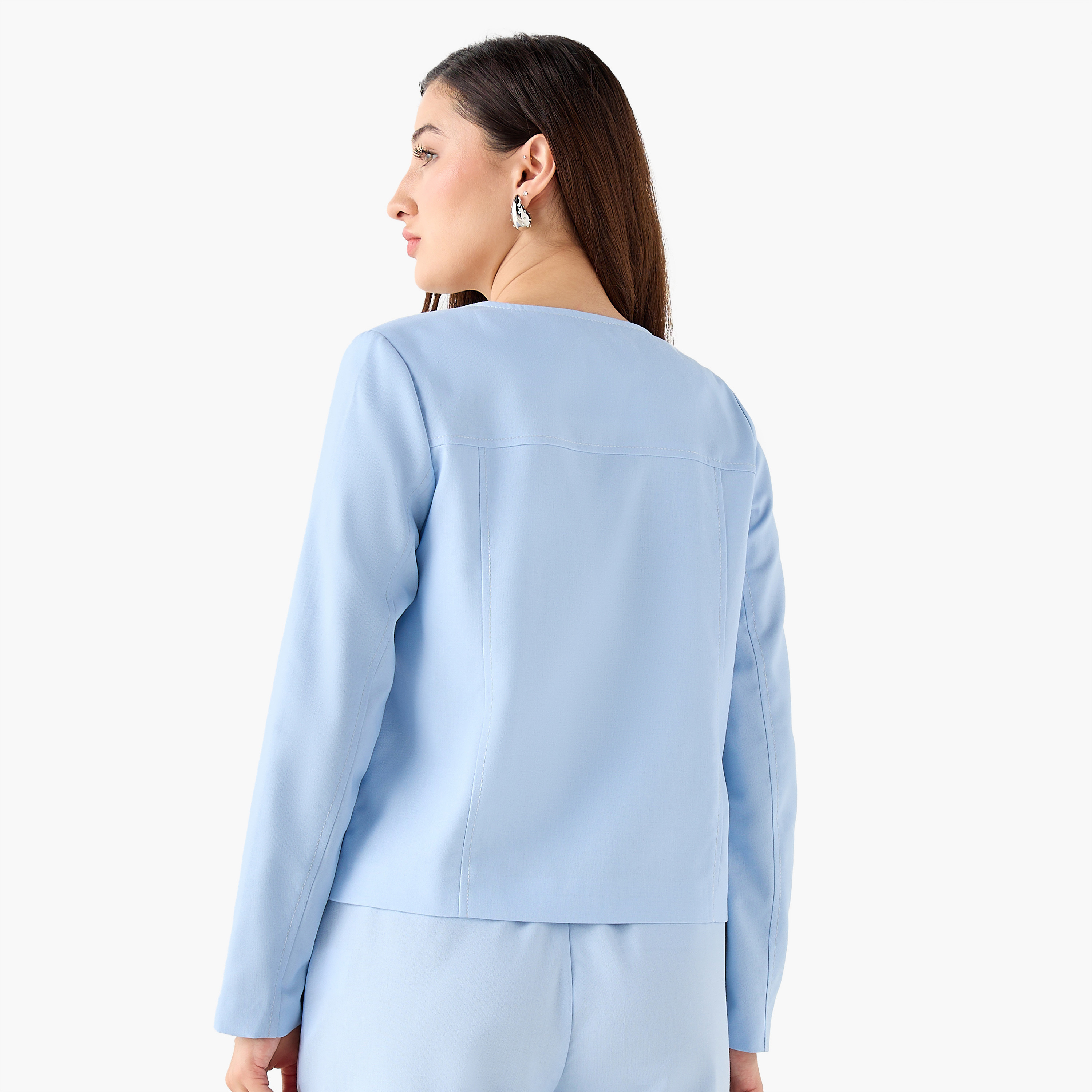 Linen Blend Double Button Jacket-women-clothing-coordsets-image-6