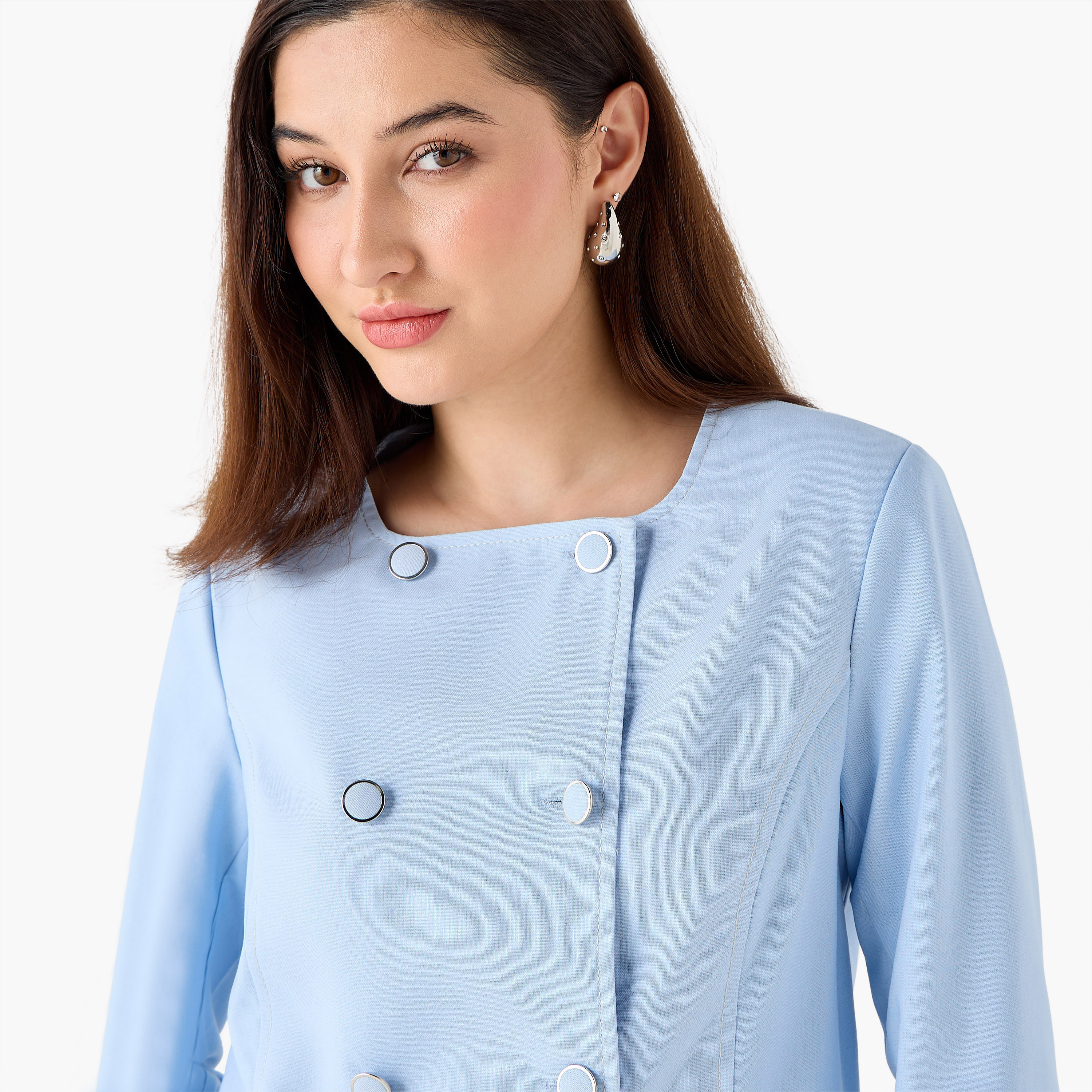 Linen Blend Double Button Jacket-women-clothing-coordsets-image-7
