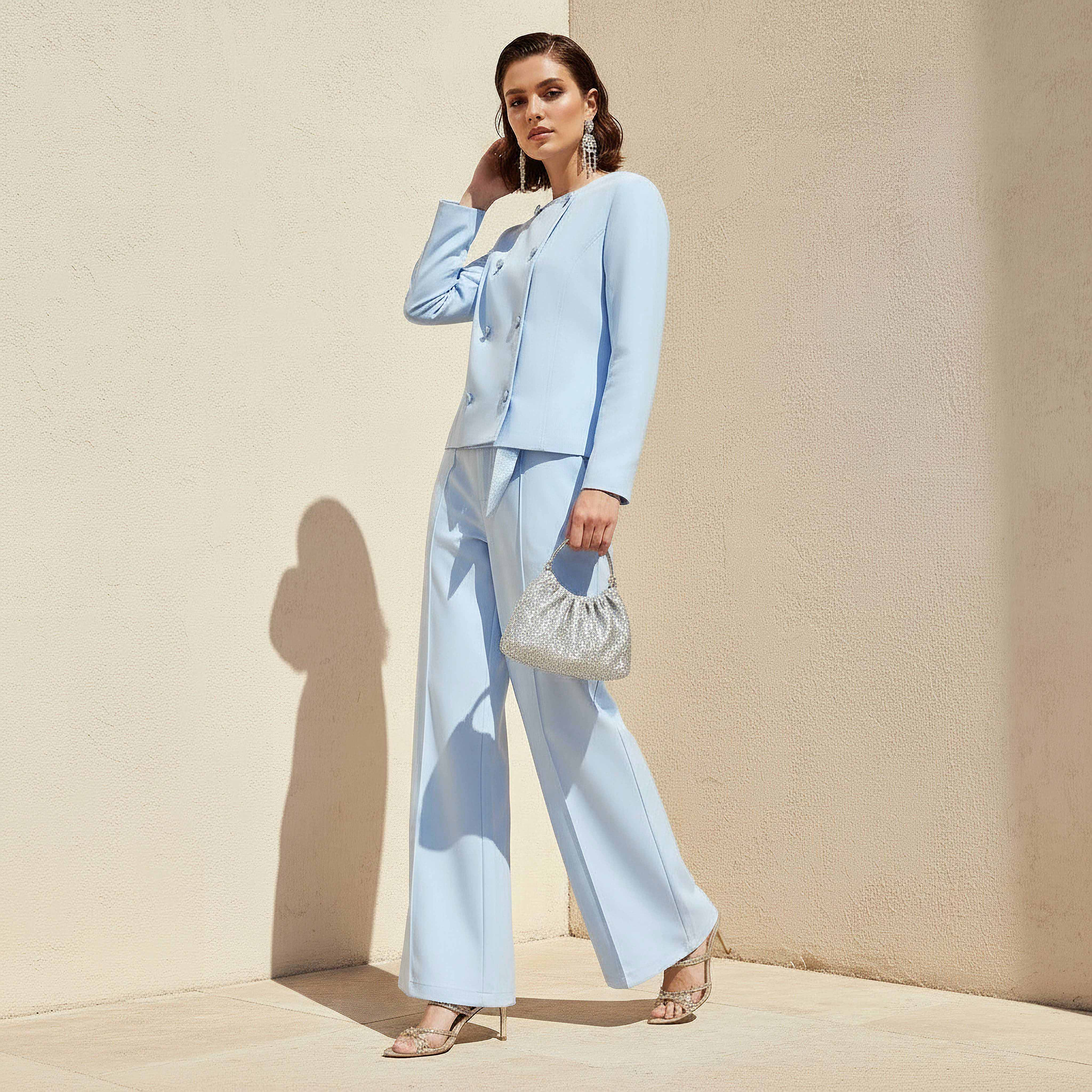 Mid Rise Panelled Linen Blend Belted Wide-Leg Trousers-women-clothing-coordsets-image-3