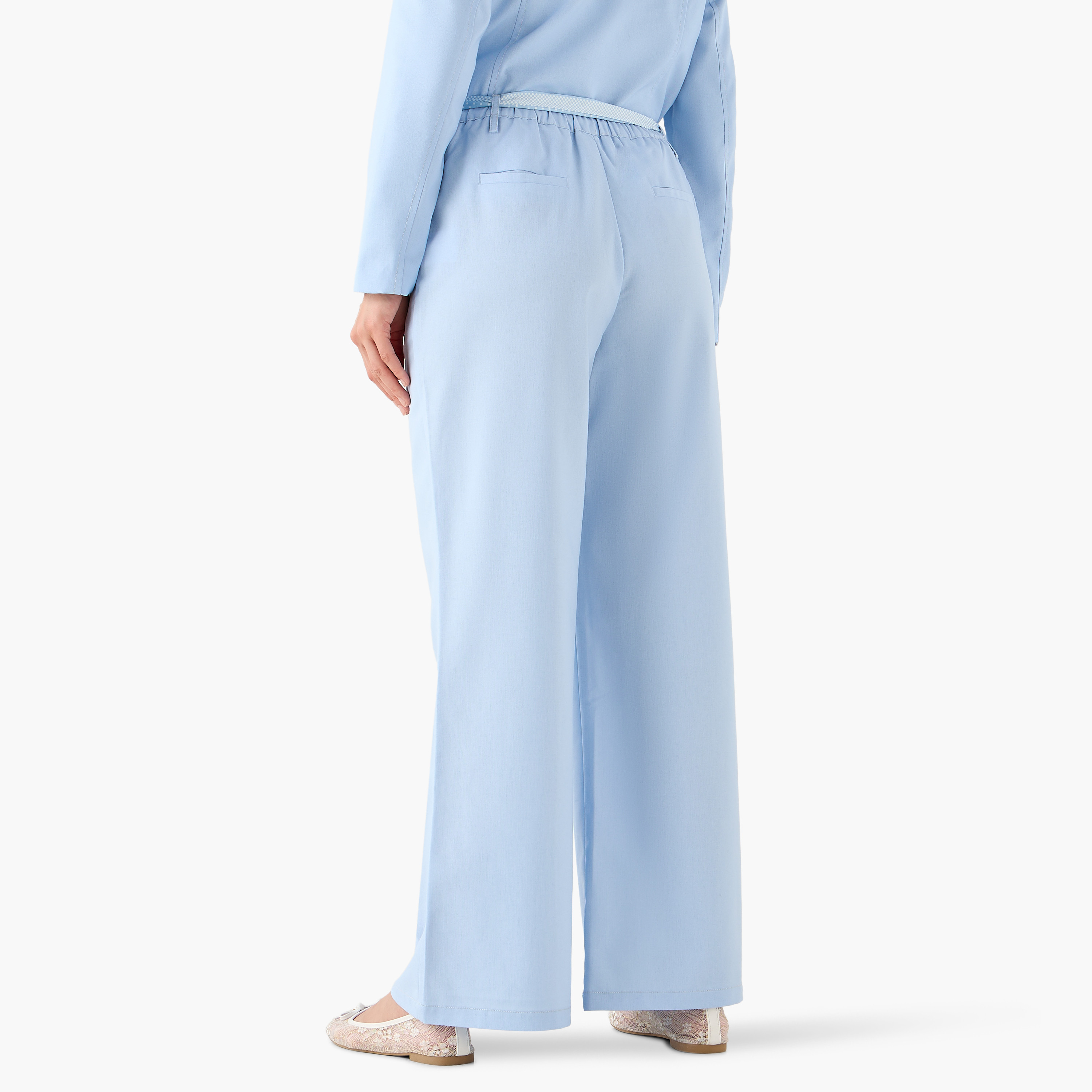 Mid Rise Panelled Linen Blend Belted Wide-Leg Trousers-women-clothing-coordsets-image-6