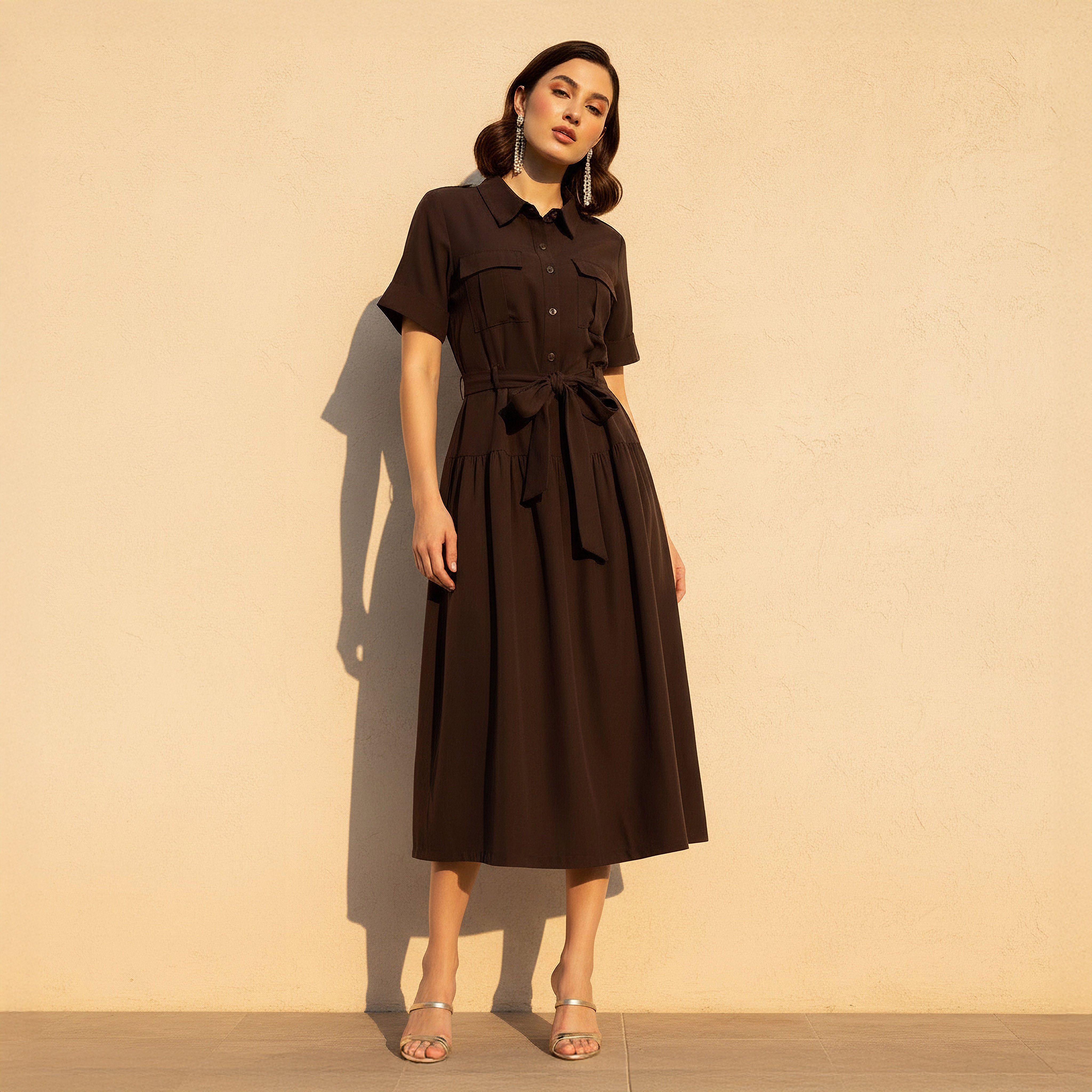 Shirt Midi Dress with Belt-women-clothing-dresses-image-2
