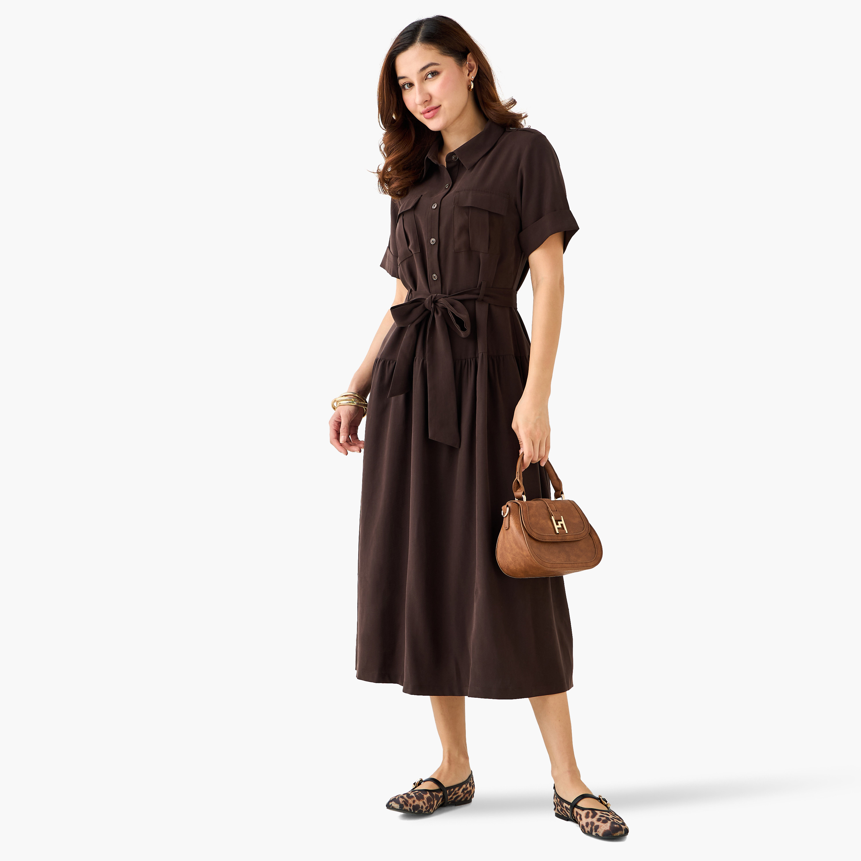 Shirt Midi Dress with Belt-women-clothing-dresses-image-4