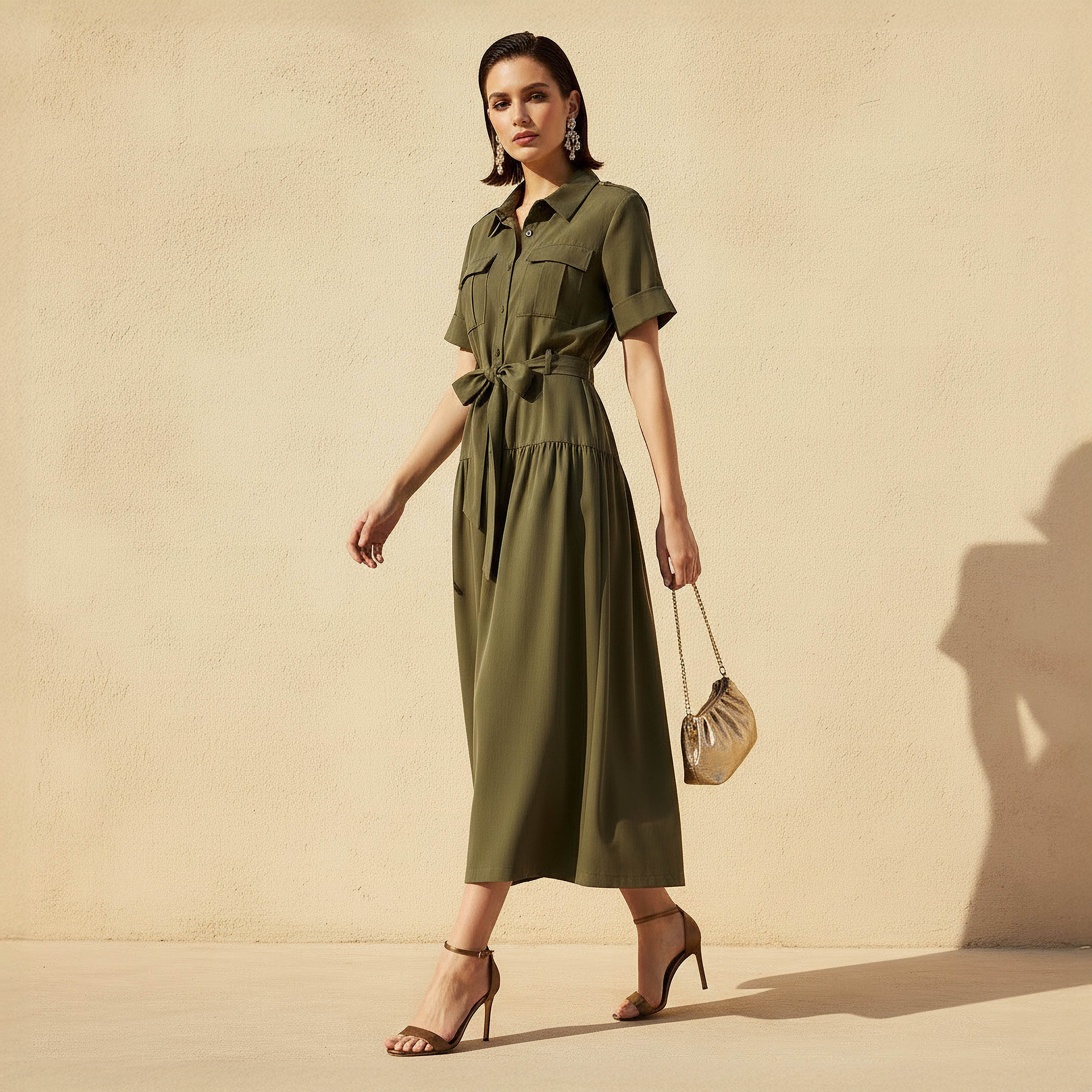 Shirt Midi Dress with Belt-women-clothing-dresses-image-2
