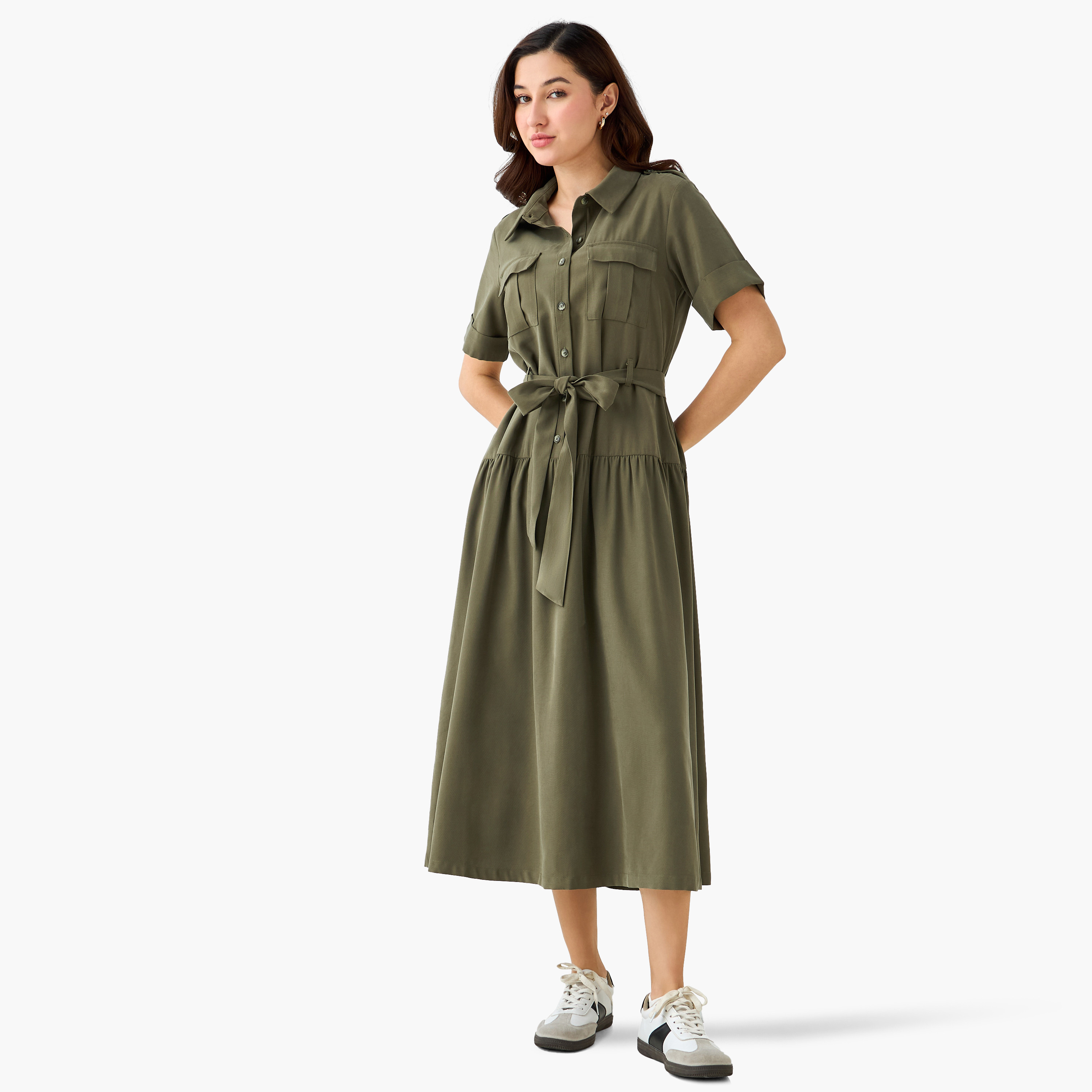 Shirt Midi Dress with Belt-women-clothing-dresses-image-3