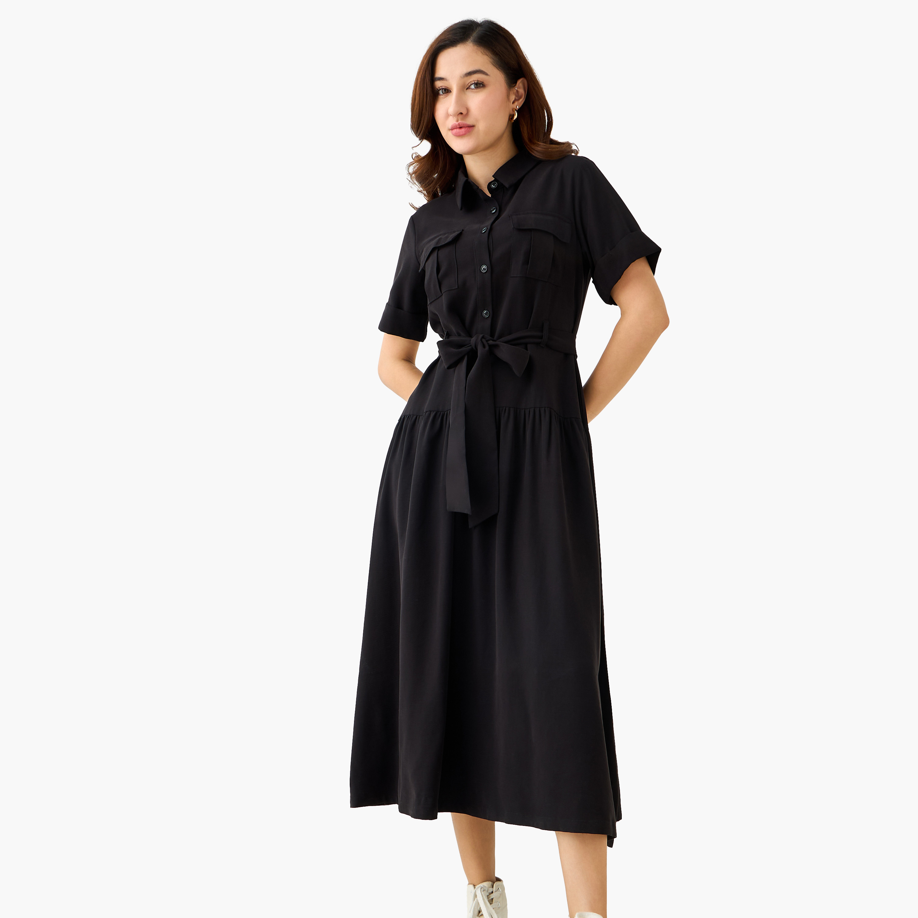Shirt Midi Dress with Belt-women-clothing-dresses-image-3
