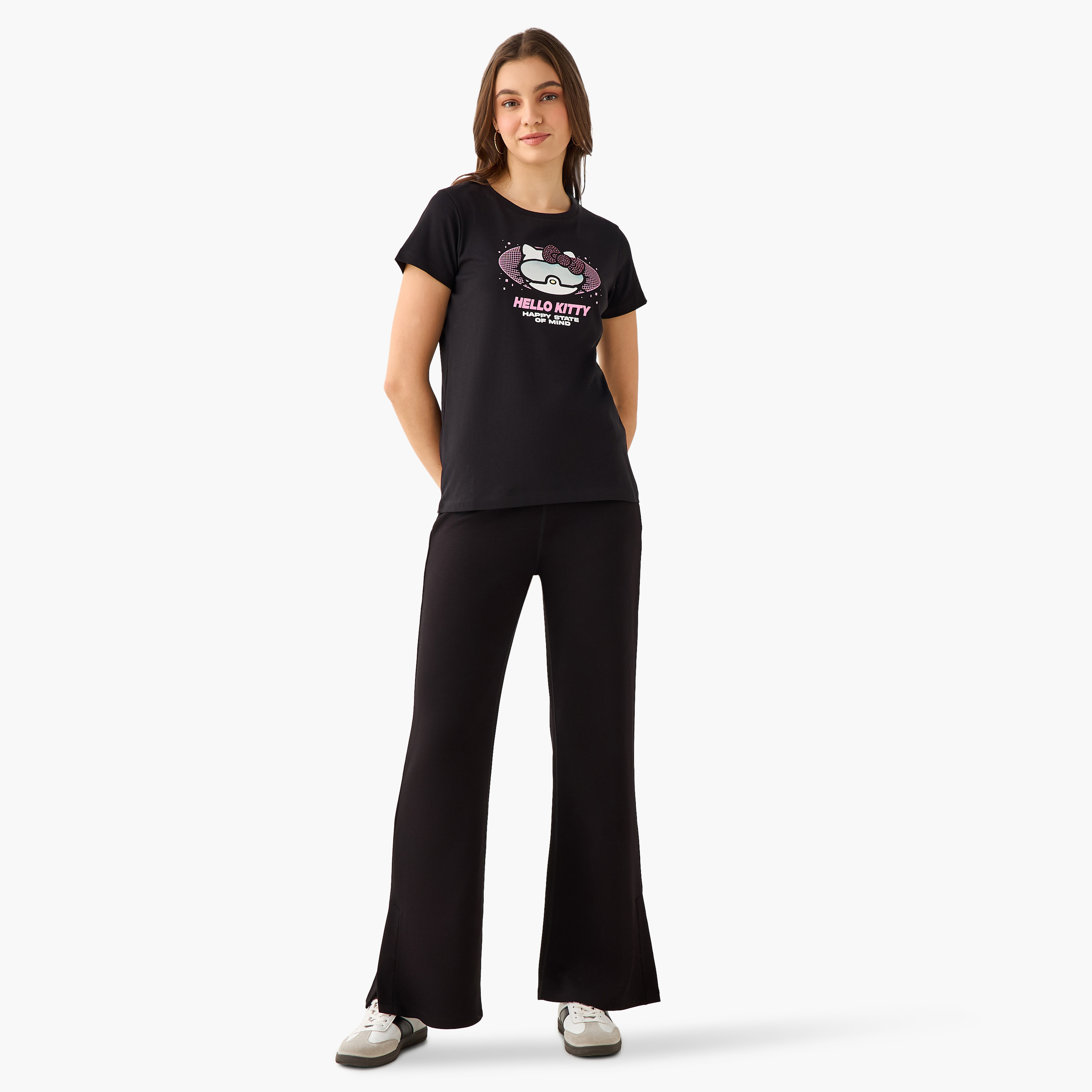 High-Waist Full-Length Flared Pants with Slit Detail-women-clothing-bottoms-leggings-image-3