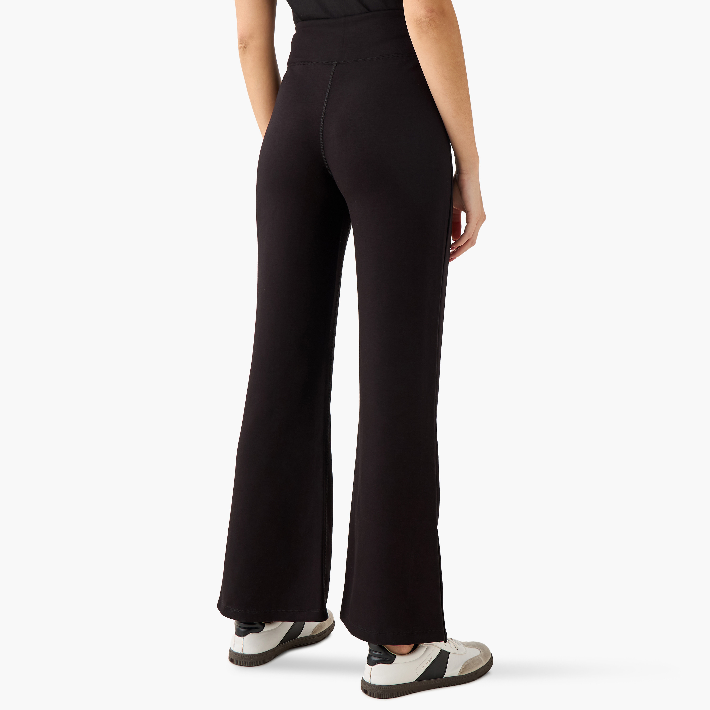 High-Waist Full-Length Flared Pants with Slit Detail-women-clothing-bottoms-leggings-image-4