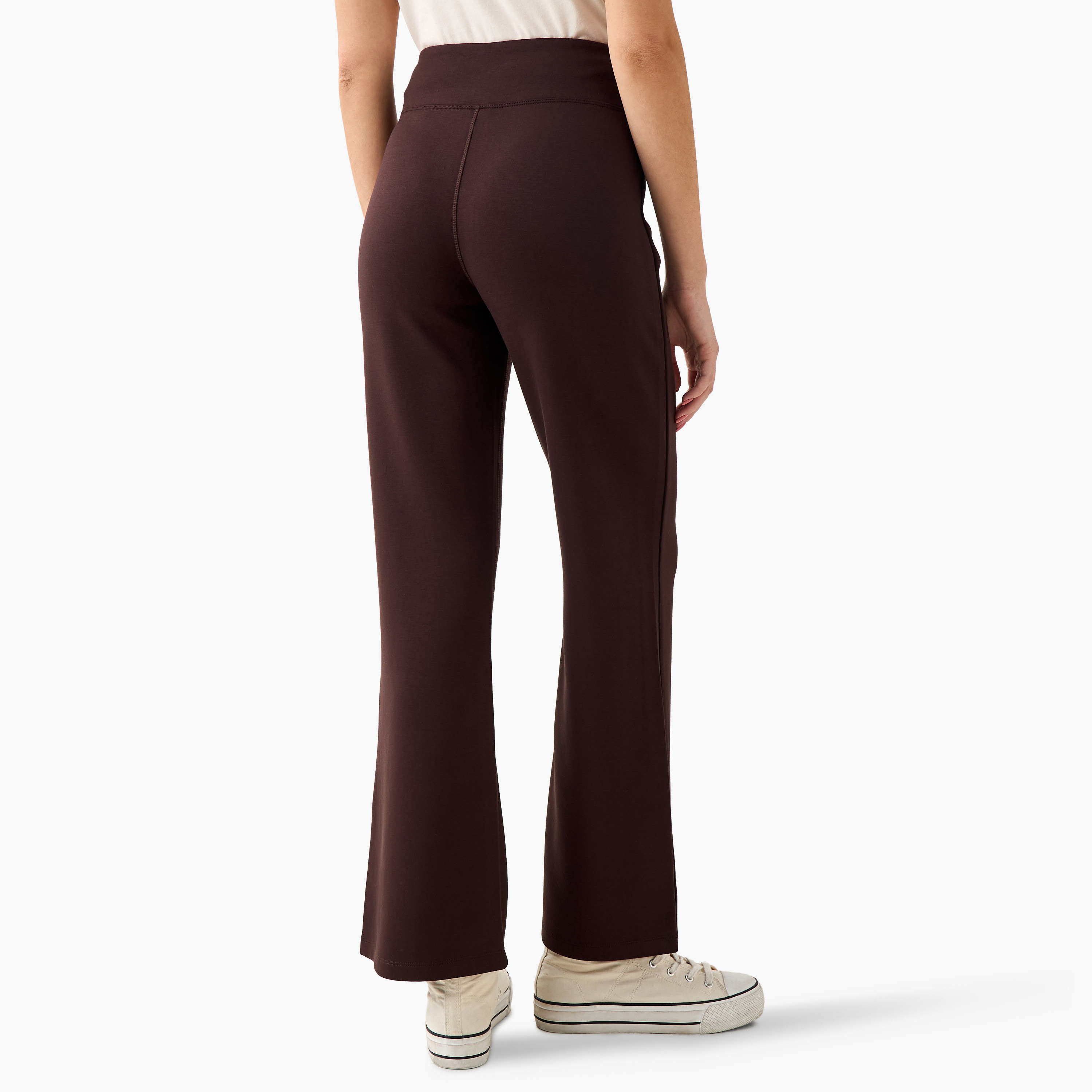High-Waist Full-Length Flared Pants with Slit Detail-women-clothing-bottoms-leggings-image-5