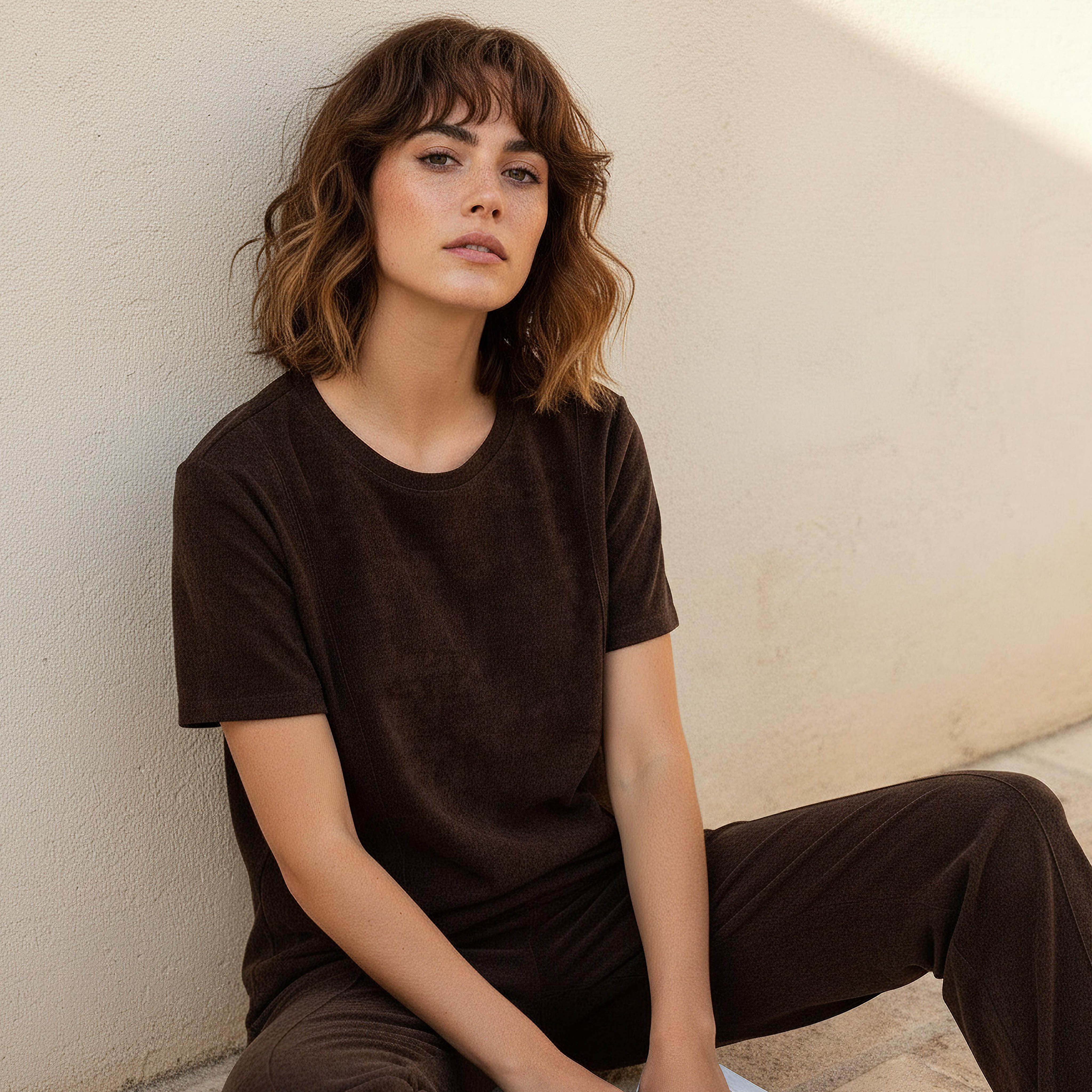 Regular Fit T-shirt with Ribbed Texture-women-clothing-coordsets-image-6
