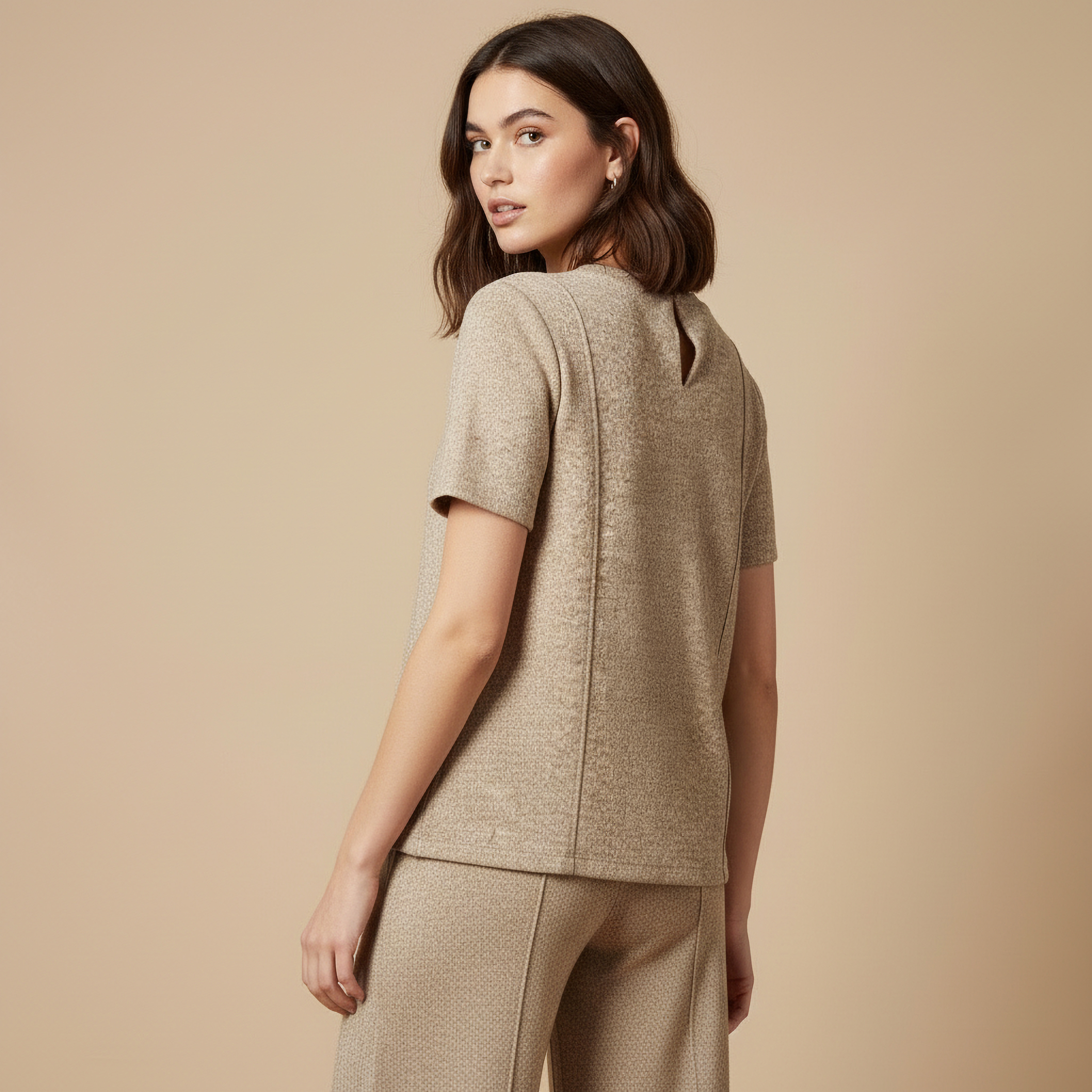 Regular Fit T-shirt with Ribbed Texture-women-clothing-coordsets-image-4