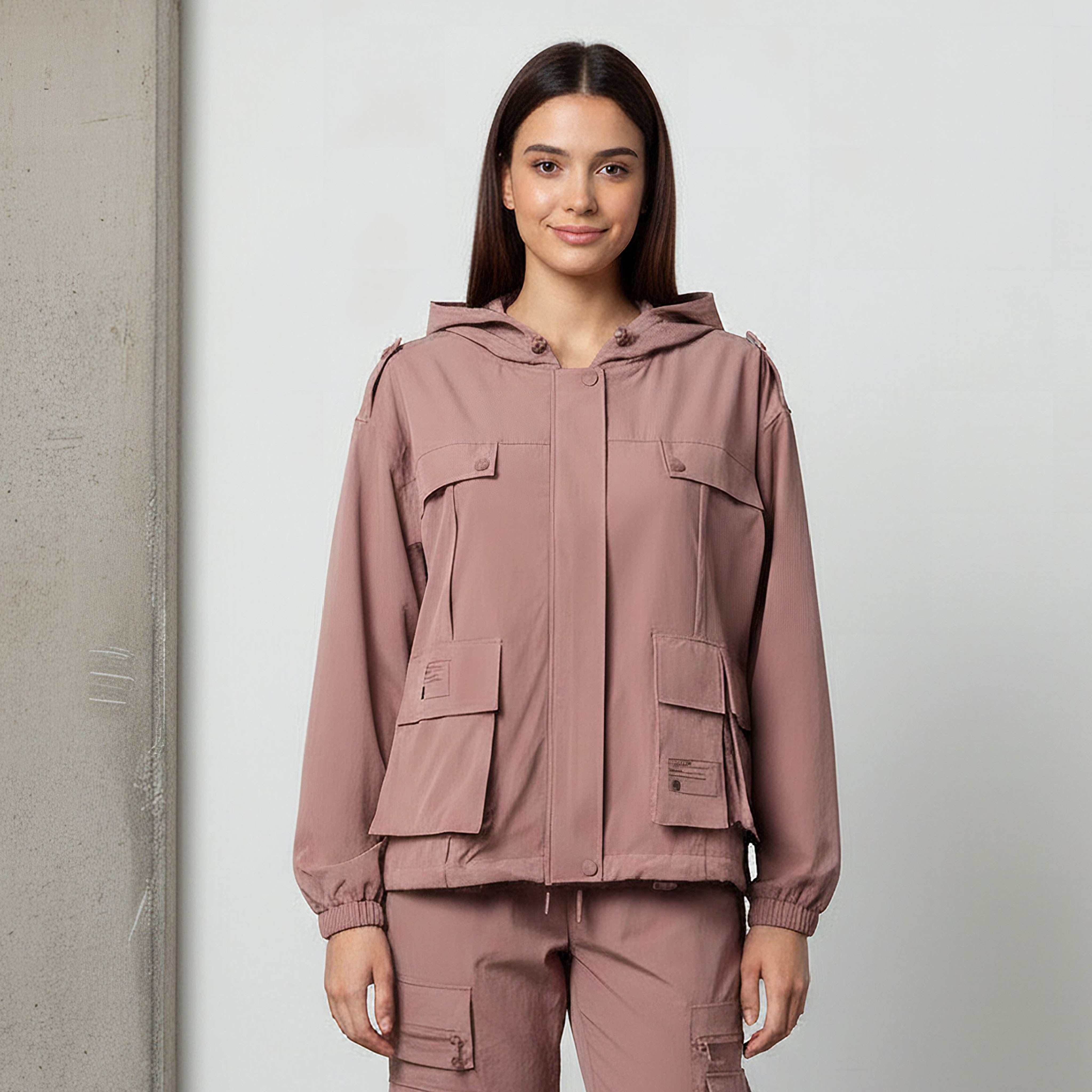 Hooded Parka Jacket with Pockets-women-clothing-coordsets-image-1