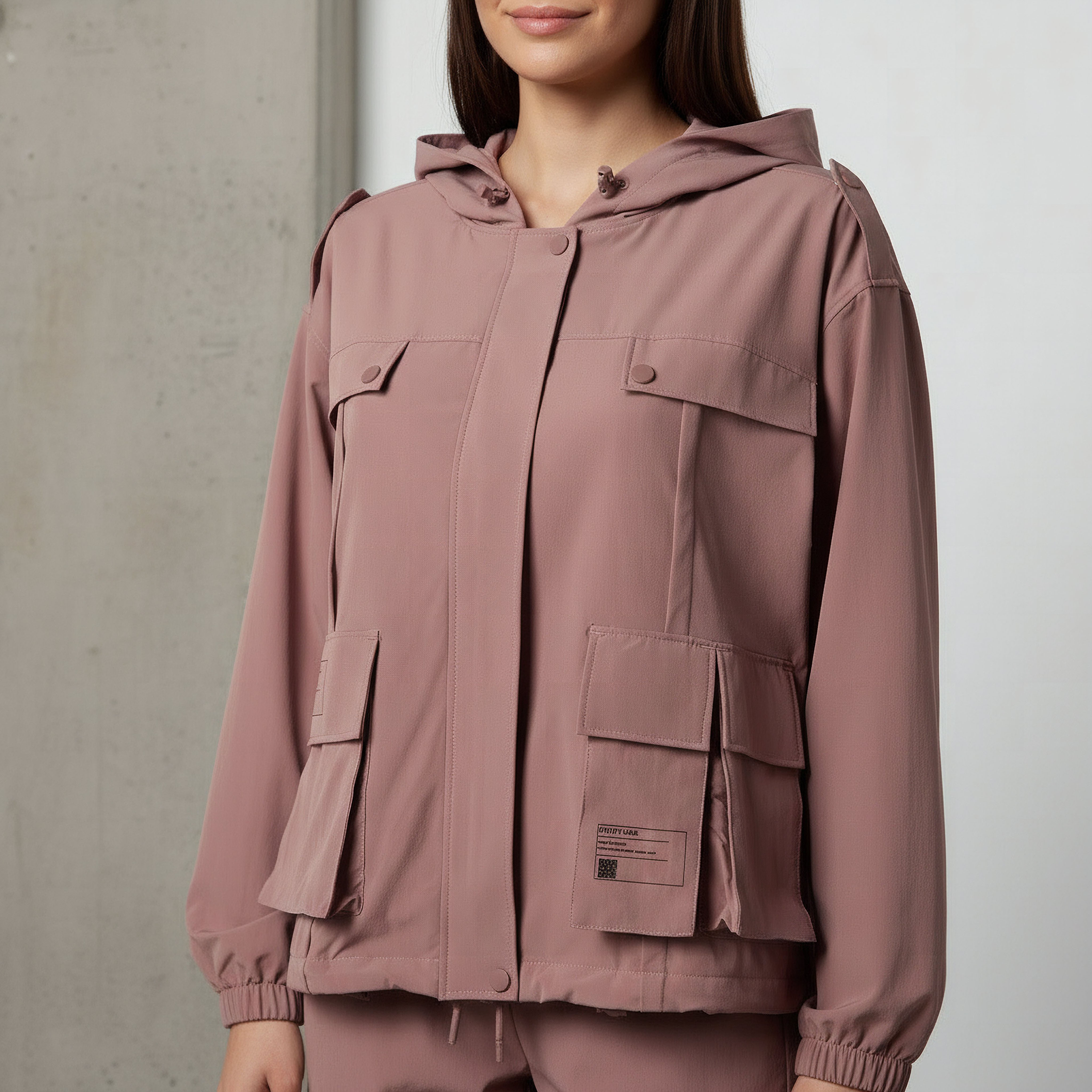 Hooded Parka Jacket with Pockets-women-clothing-coordsets-image-4