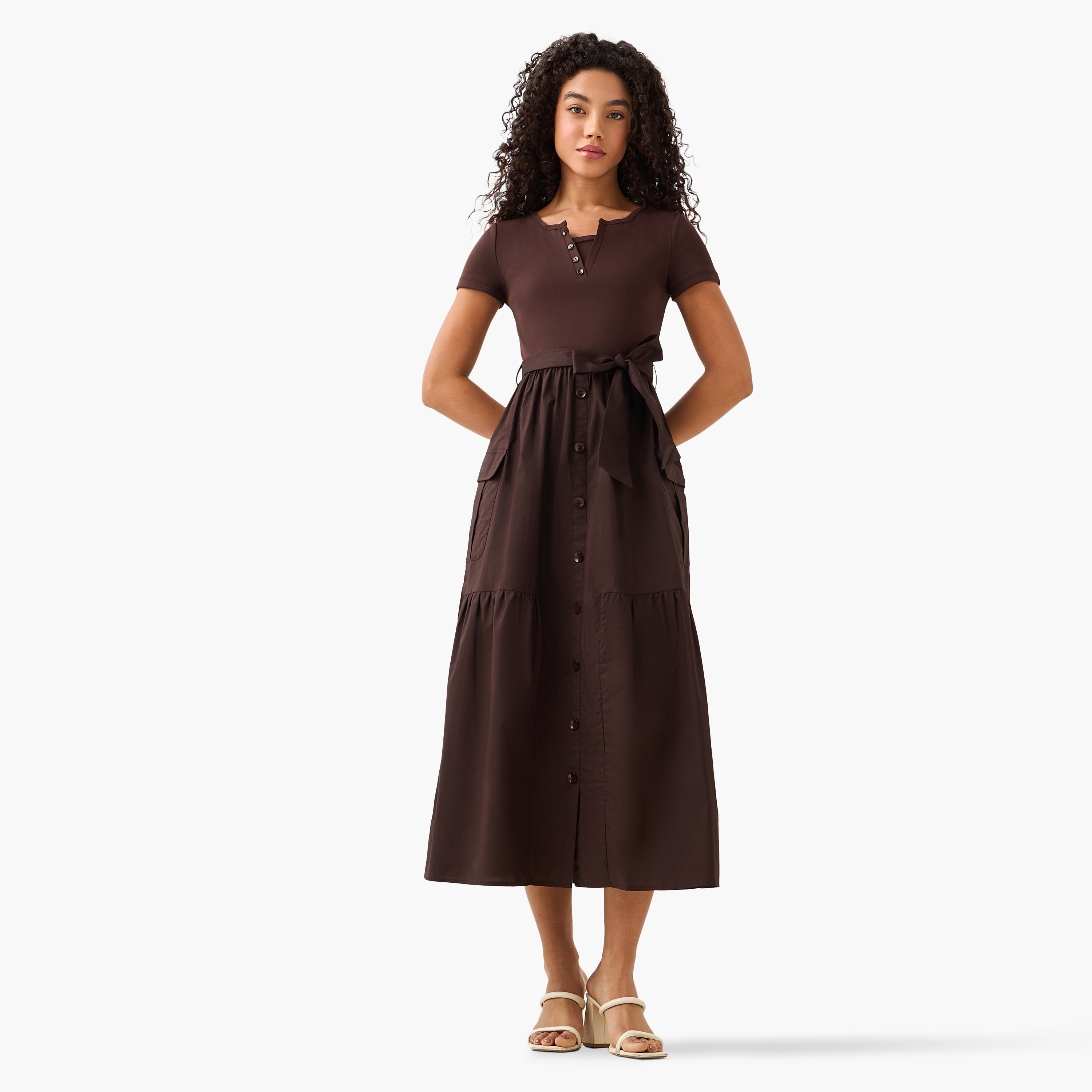Midi Shirt Dress with Tie-Up Belt-women-clothing-dresses-image-2