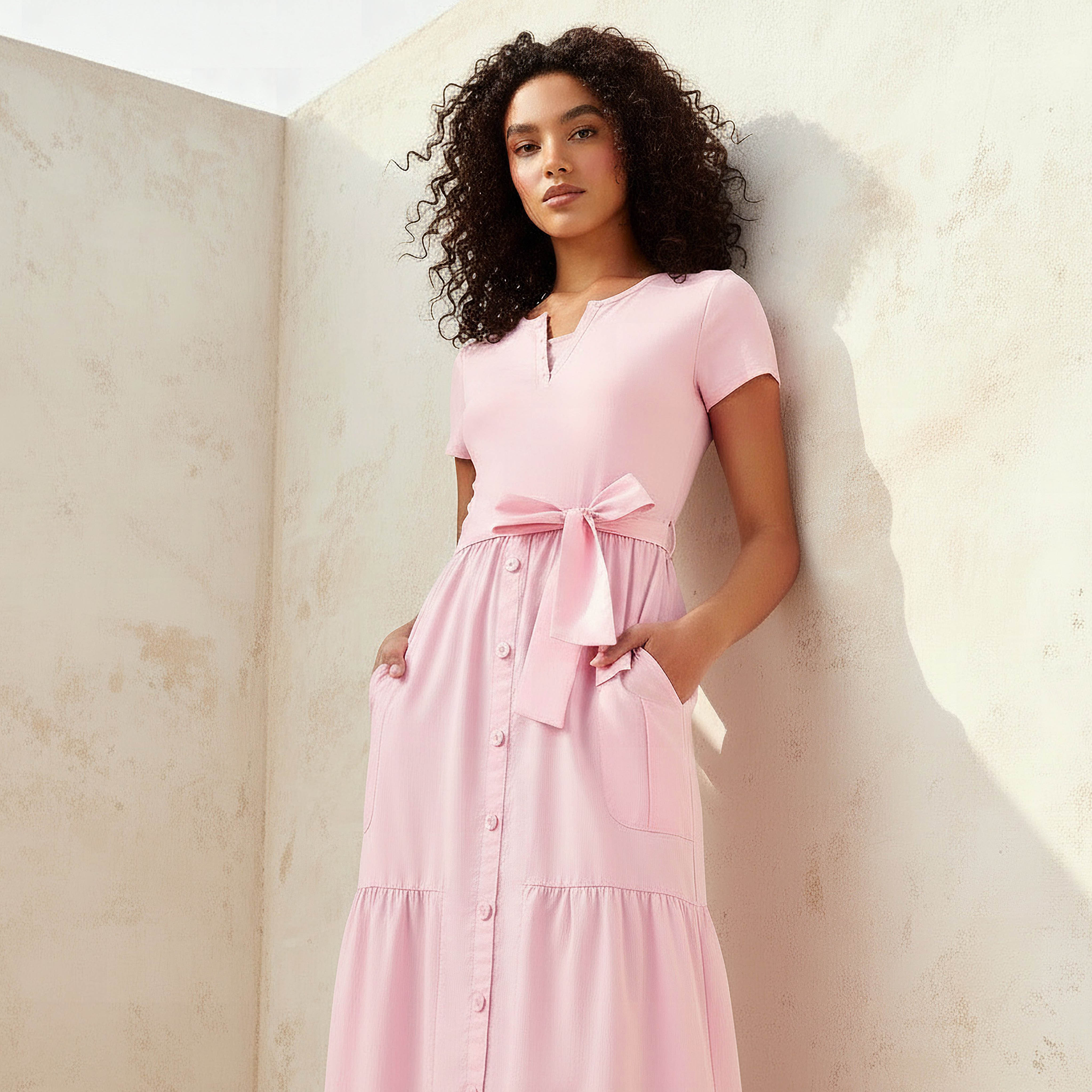 Midi Shirt Dress with Tie-Up Belt-women-clothing-dresses-image-2