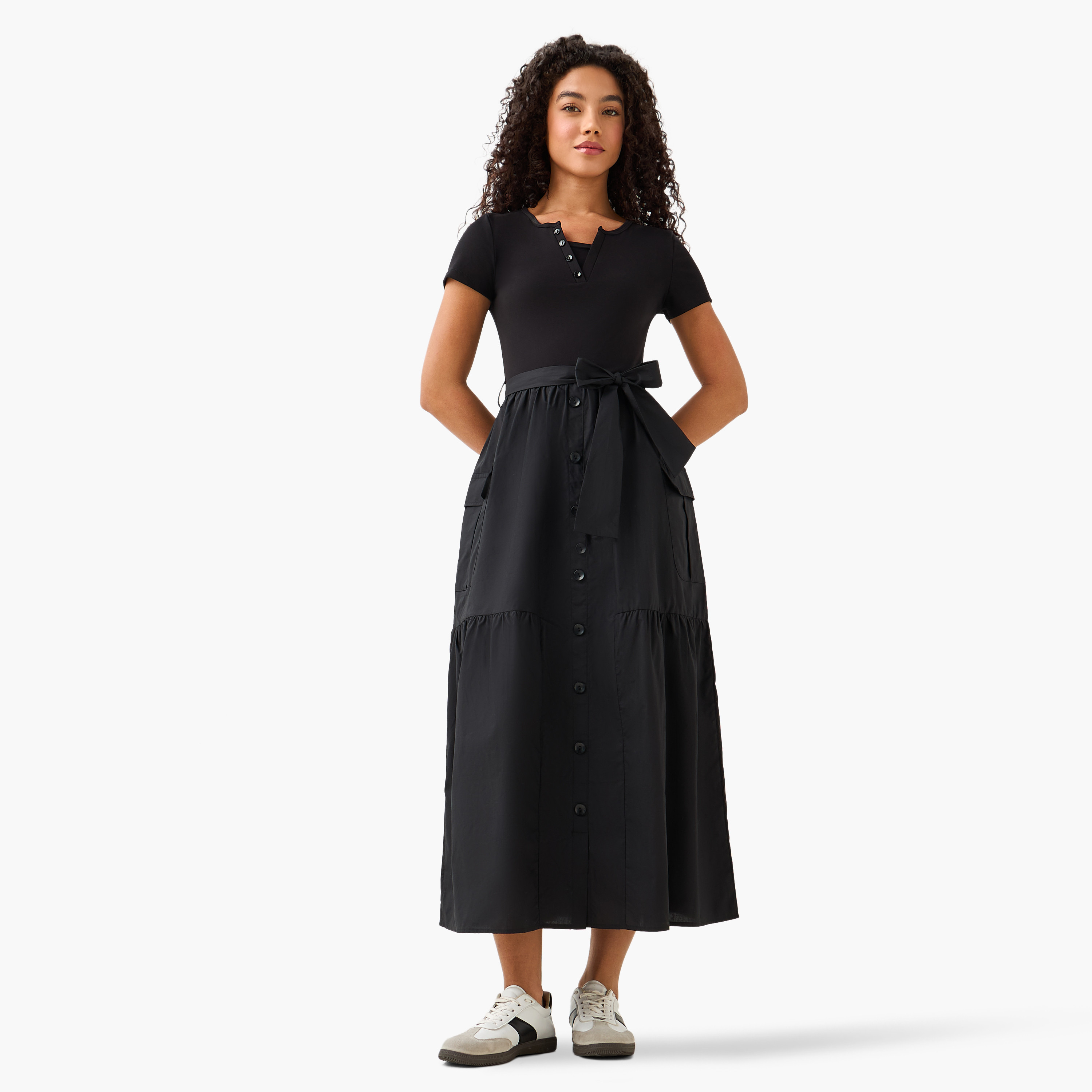 Midi Shirt Dress with Tie-Up Belt-women-clothing-dresses-image-4