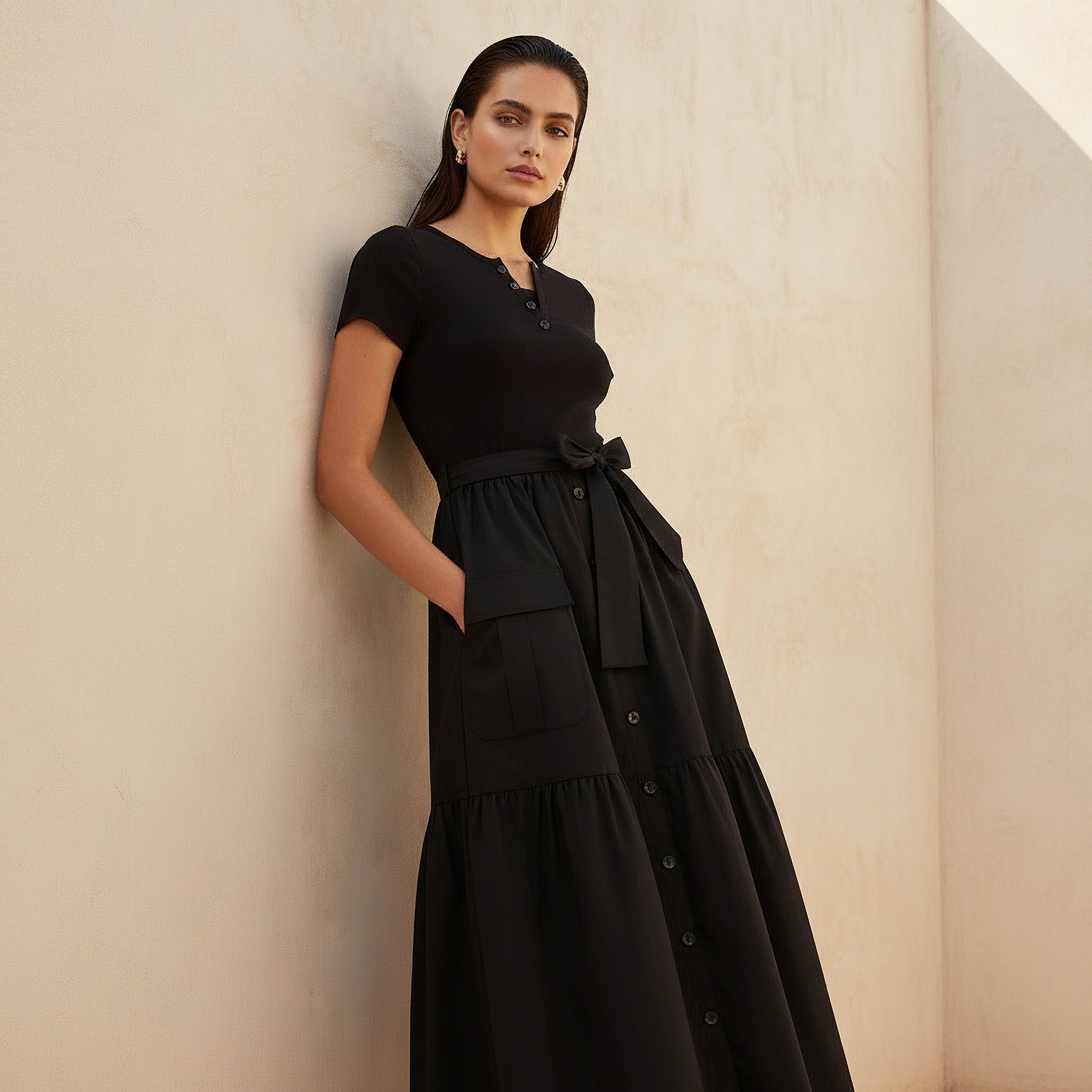 Midi Shirt Dress with Tie-Up Belt-women-clothing-dresses-image-2