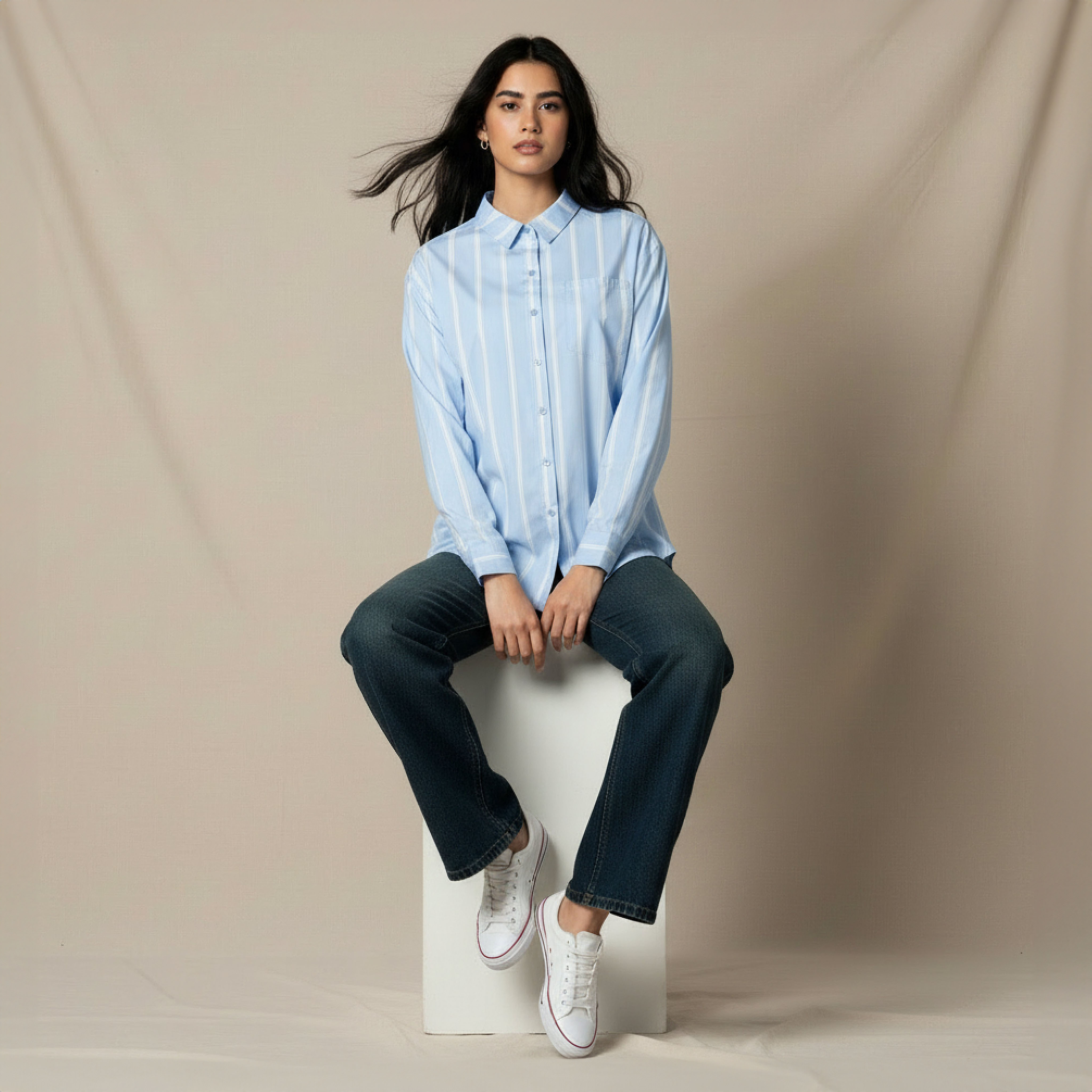 Oversized Cotton Shirt with Stripes-women-clothing-shirtsandblouses-shirts-image-2