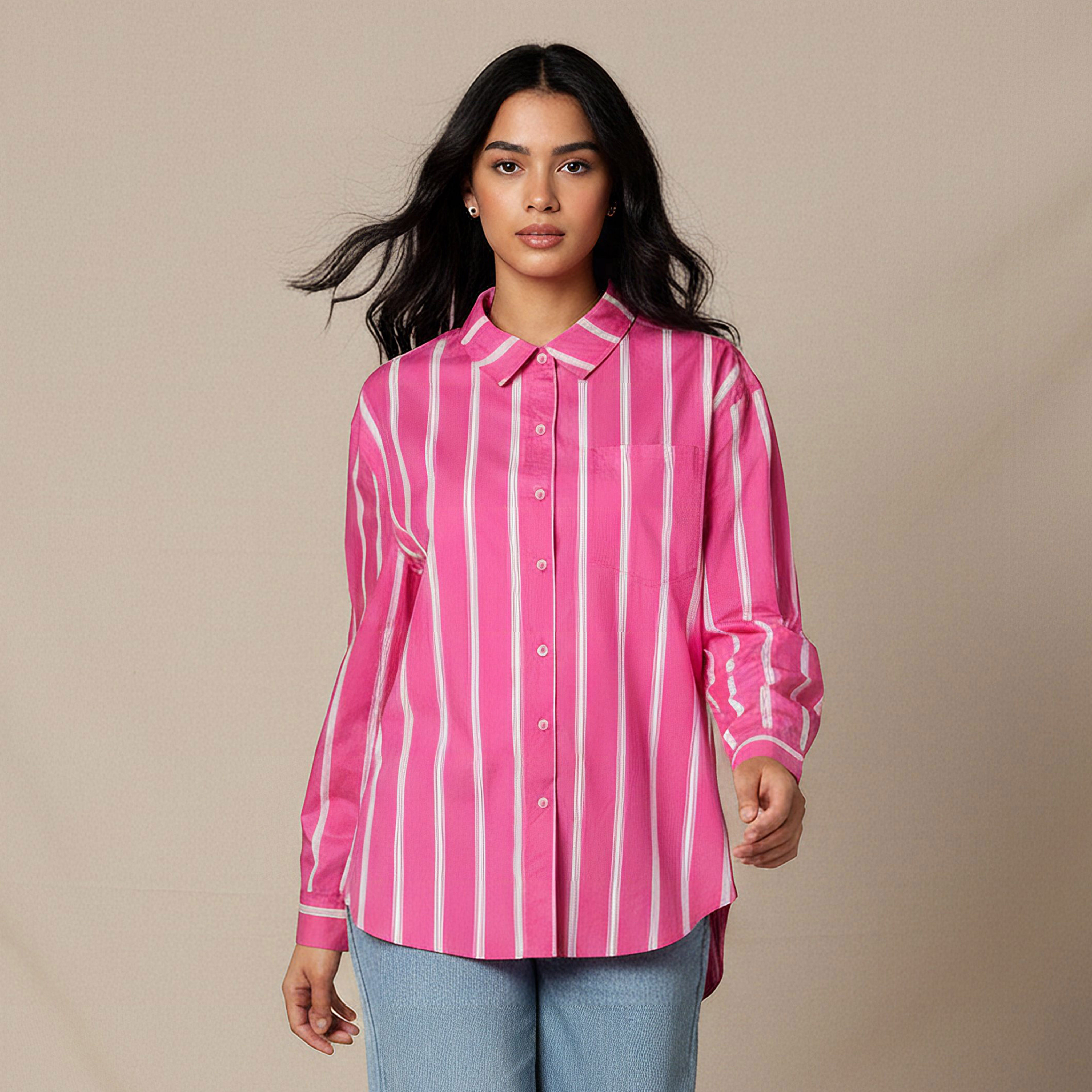 Oversized Cotton Shirt with Stripes-women-clothing-shirtsandblouses-shirts-image-1