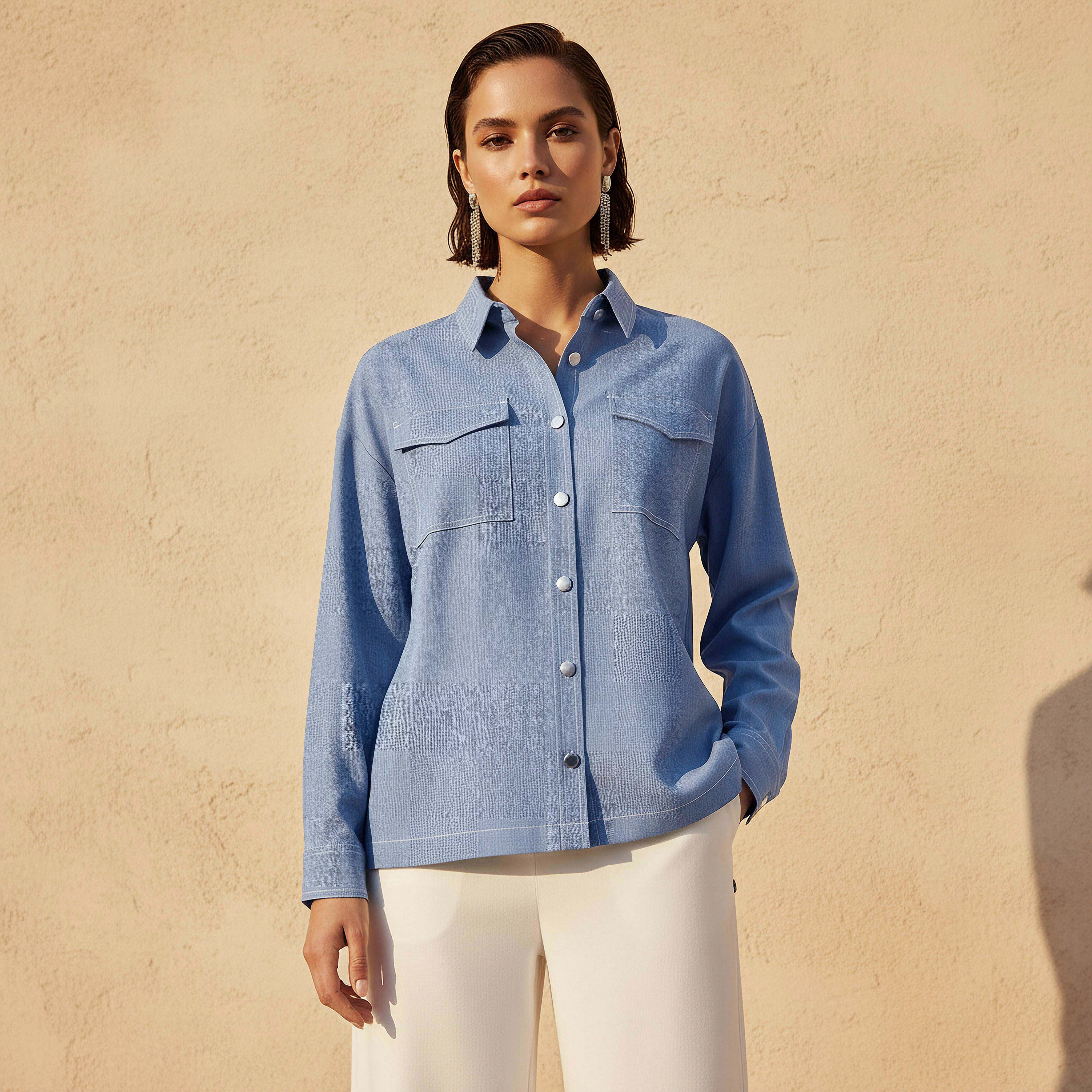 Utility Style Shirt with Chest Pockets-women-clothing-shirtsandblouses-shirts-image-4