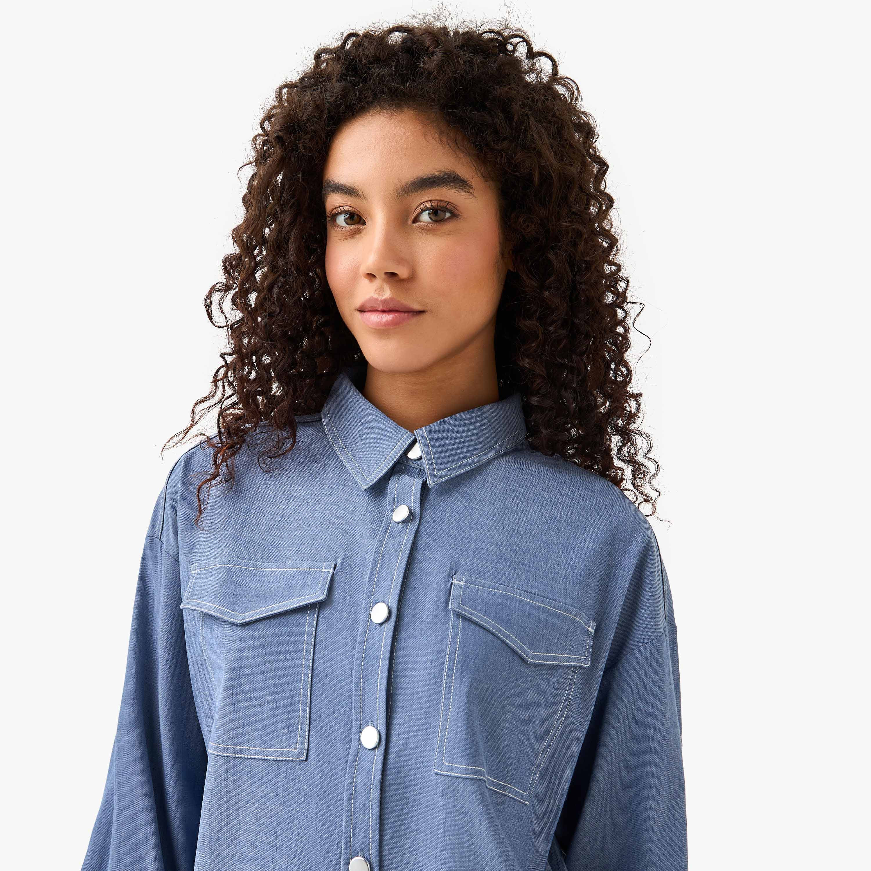Utility Style Shirt with Chest Pockets-women-clothing-shirtsandblouses-shirts-image-9
