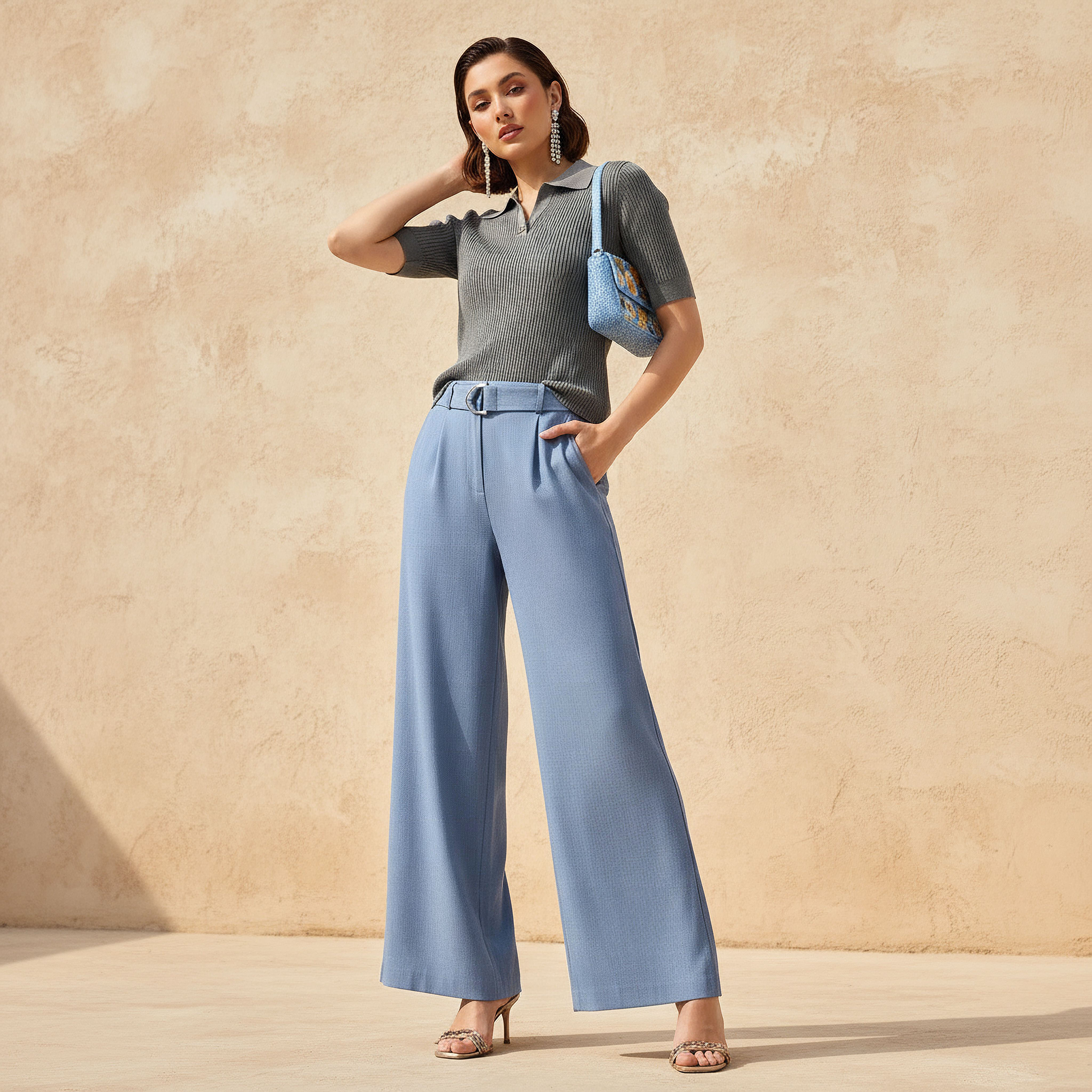 Wide Leg Mid-Rise Belted Pants-women-clothing-bottoms-trousers-image-3