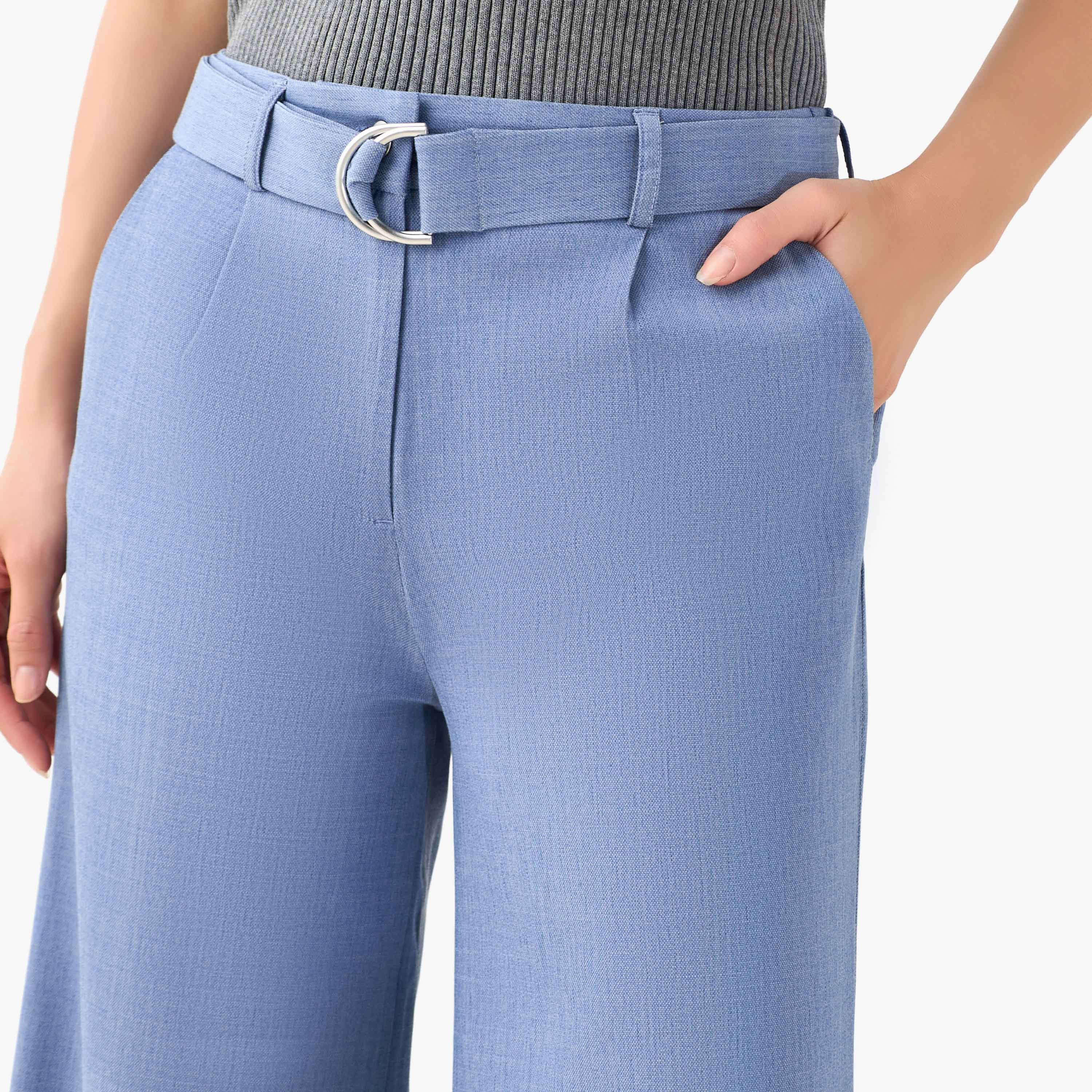 Wide Leg Mid-Rise Belted Pants-women-clothing-bottoms-trousers-image-7