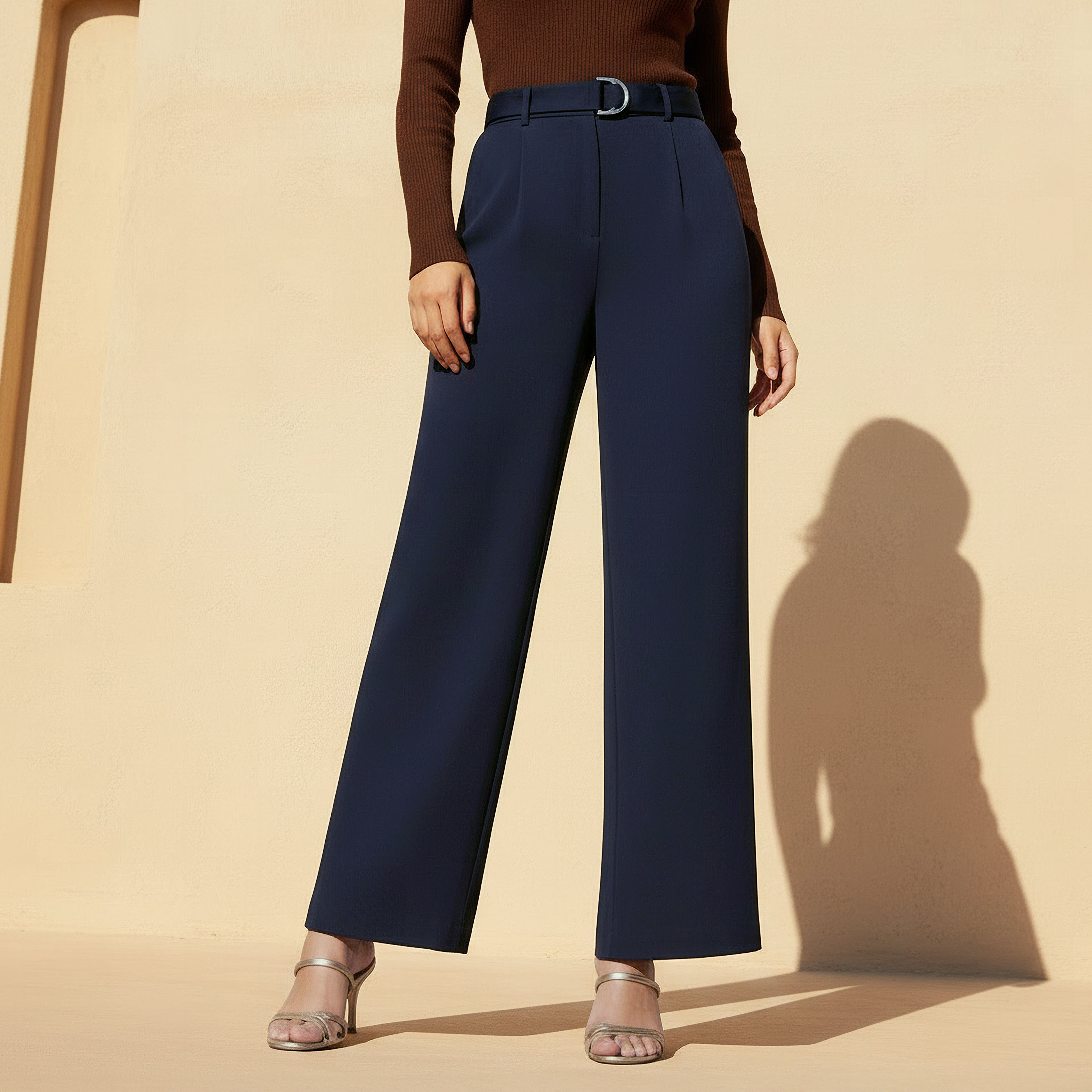 Wide Leg Mid-Rise Belted Pants-women-clothing-coordsets-image-1