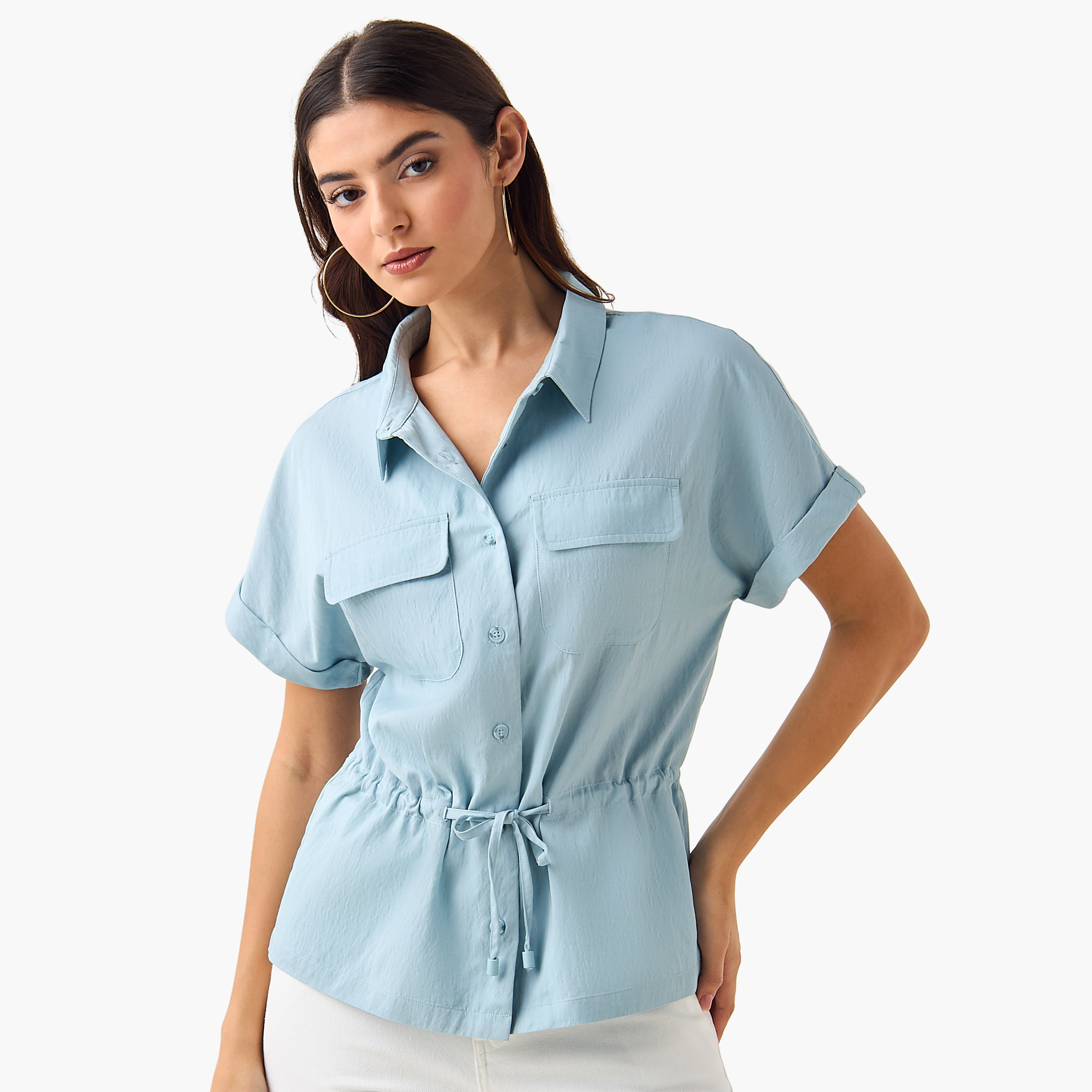 Utility Top with Tie-Up Detail-women-clothing-coordsets-image-2