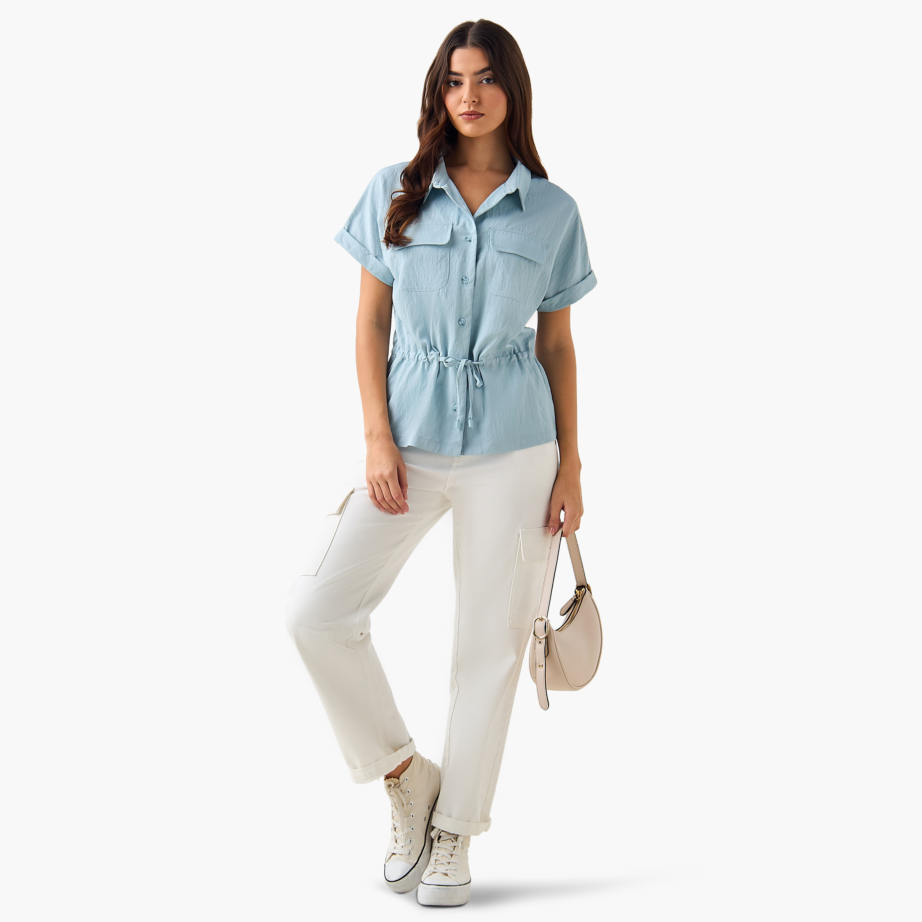 Utility Top with Tie-Up Detail-women-clothing-coordsets-image-3