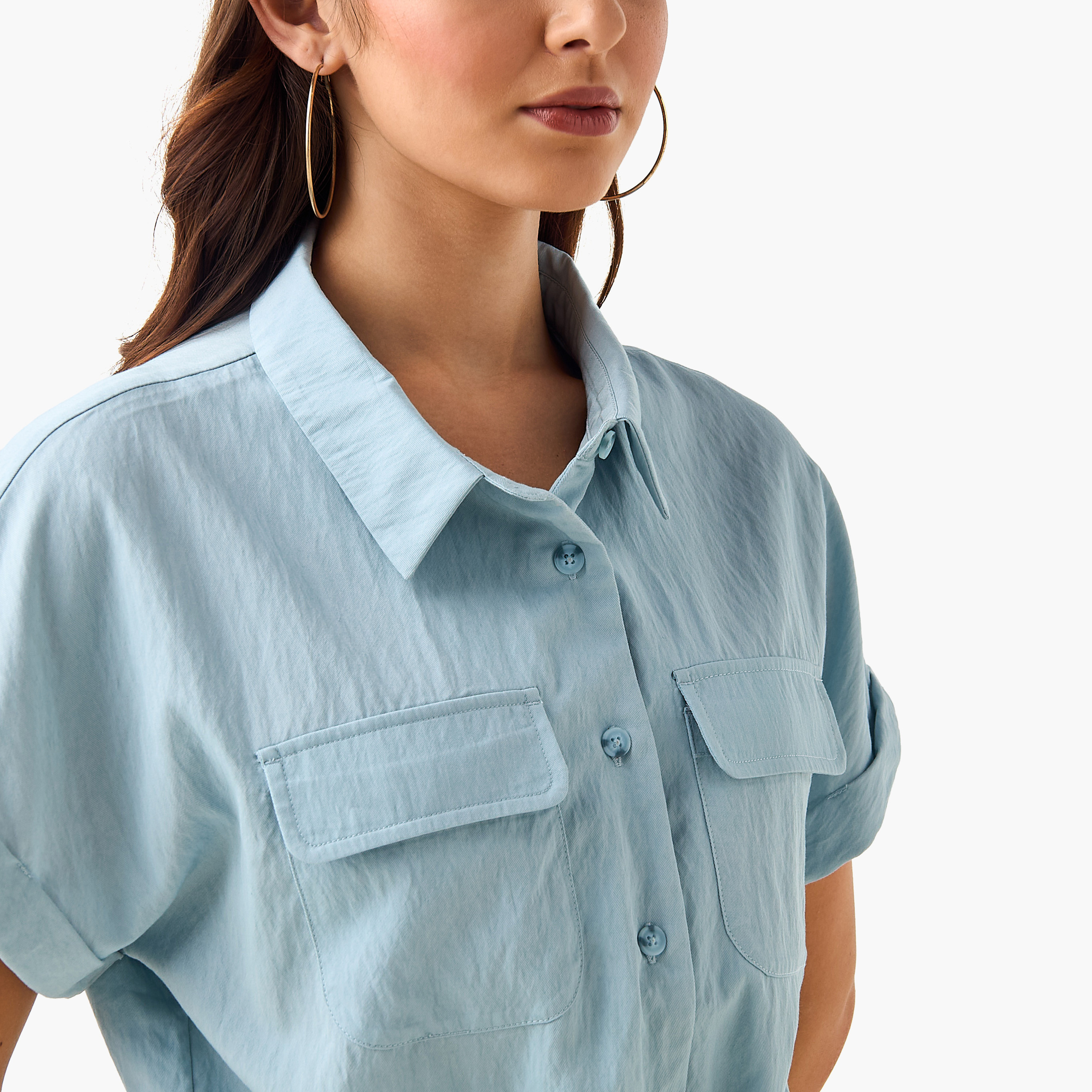 Utility Top with Tie-Up Detail-women-clothing-coordsets-image-5