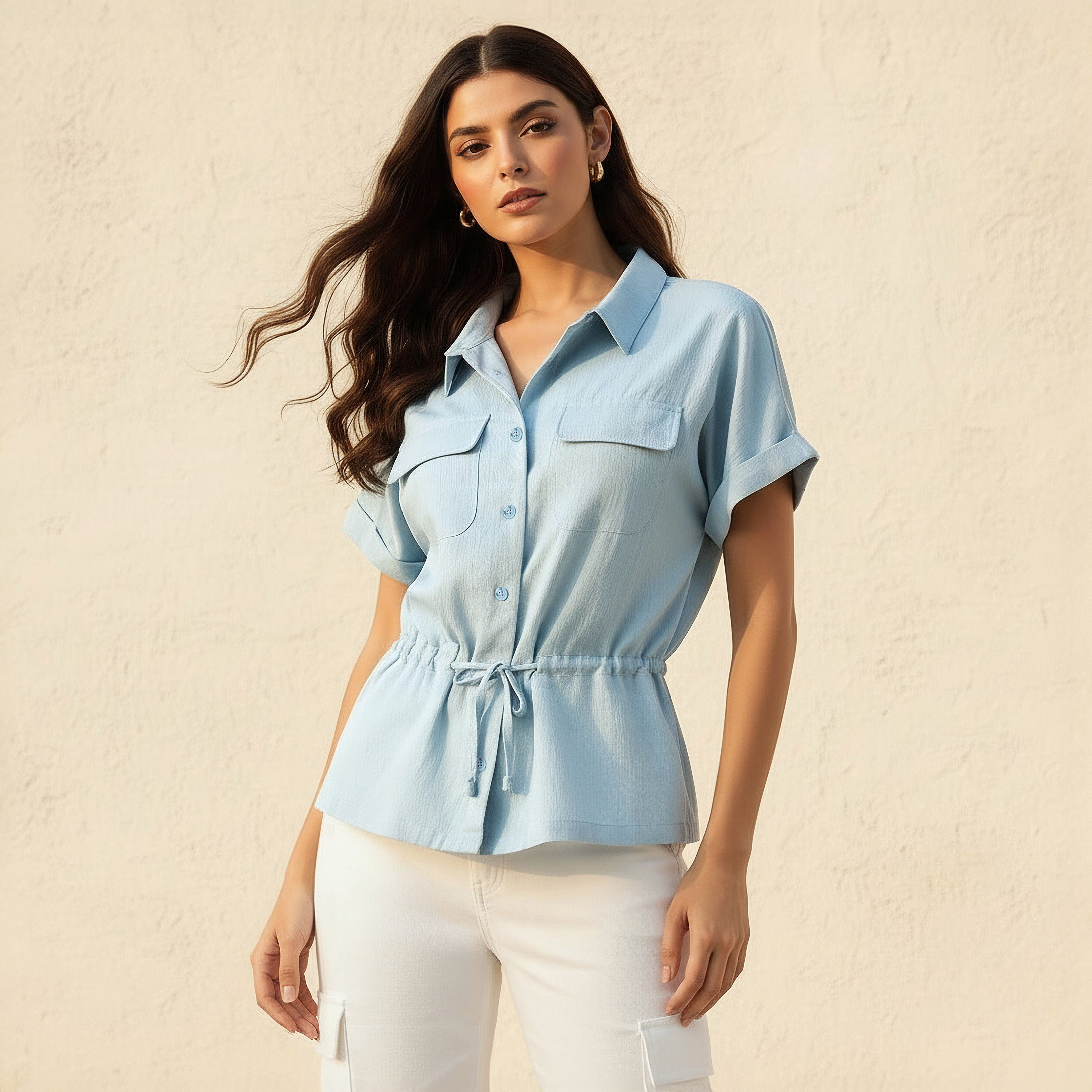 Utility Top with Tie-Up Detail-women-clothing-coordsets-image-1