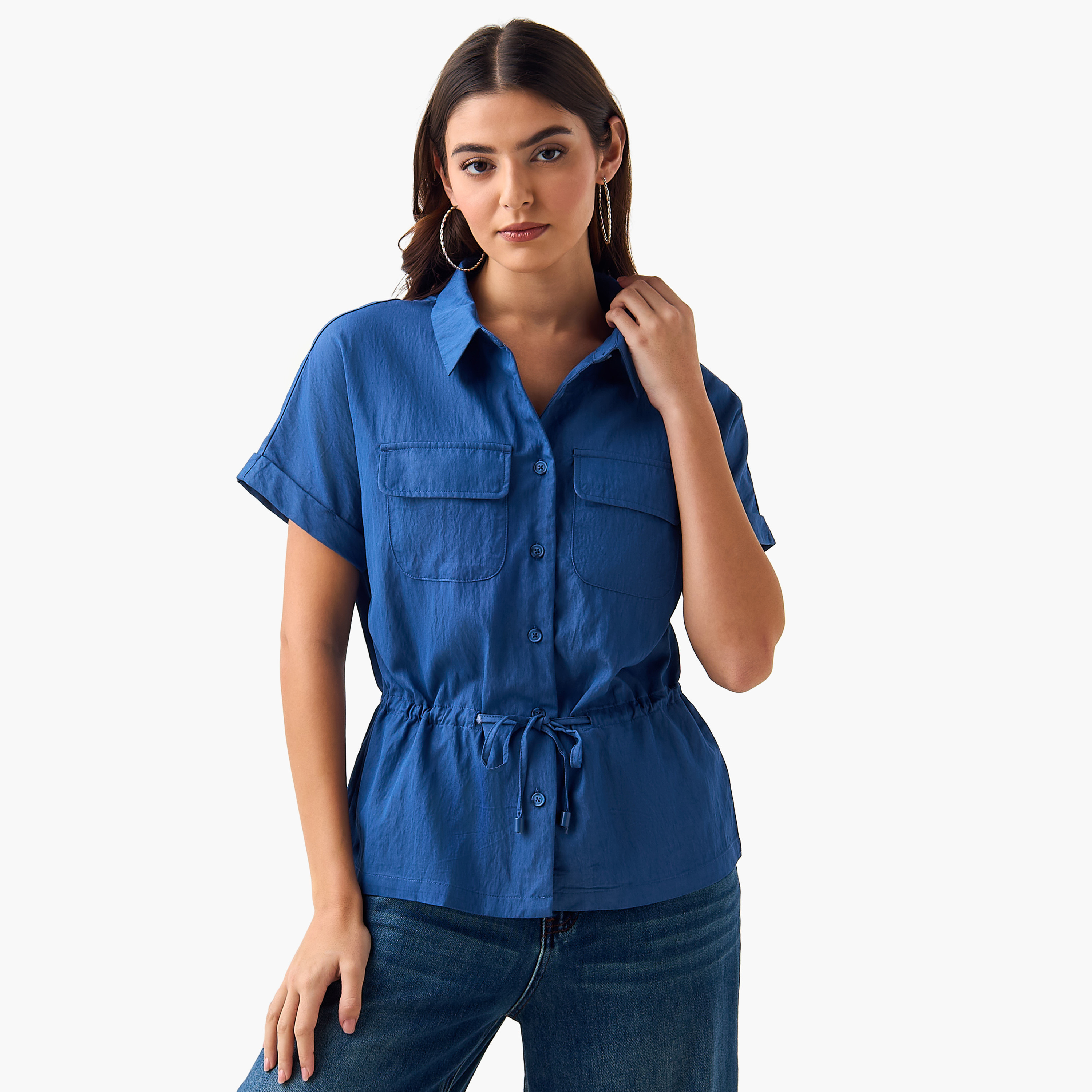 Utility Top with Tie-Up Detail-women-clothing-coordsets-image-3