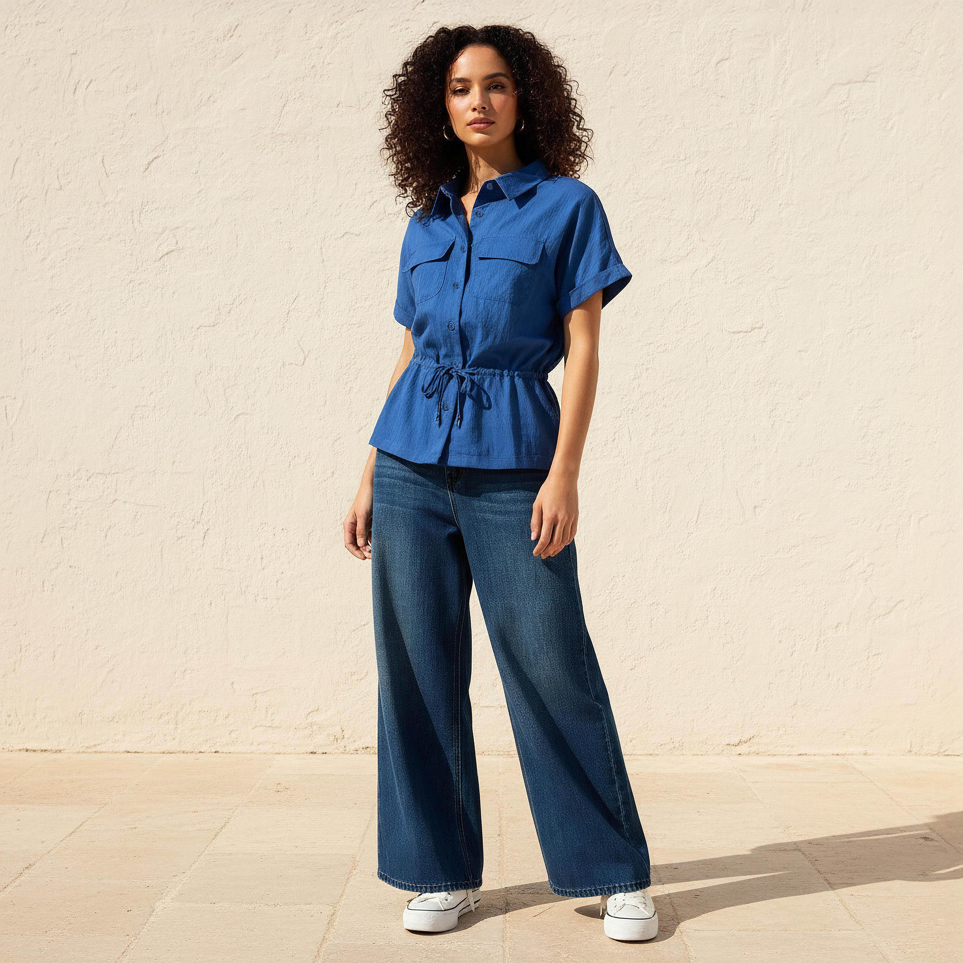 Utility Top with Tie-Up Detail-women-clothing-coordsets-image-2