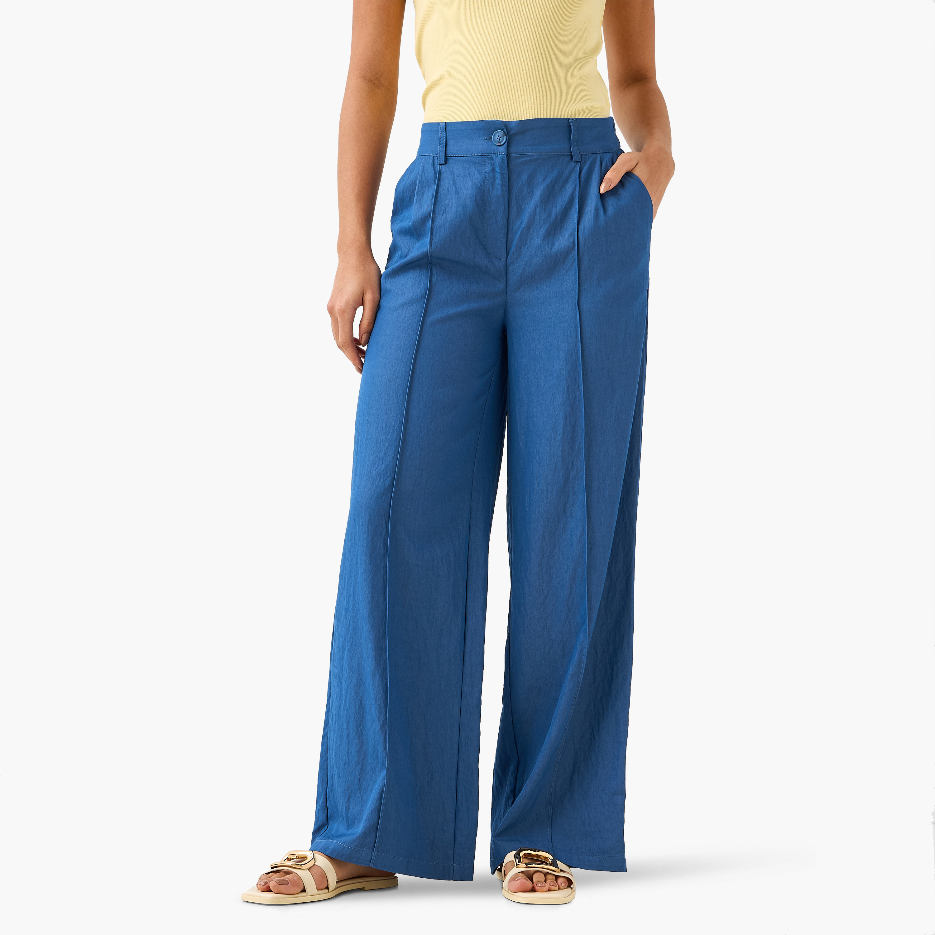 Relaxed Fit Mid-Rise Textured Trousers-women-clothing-coordsets-image-2