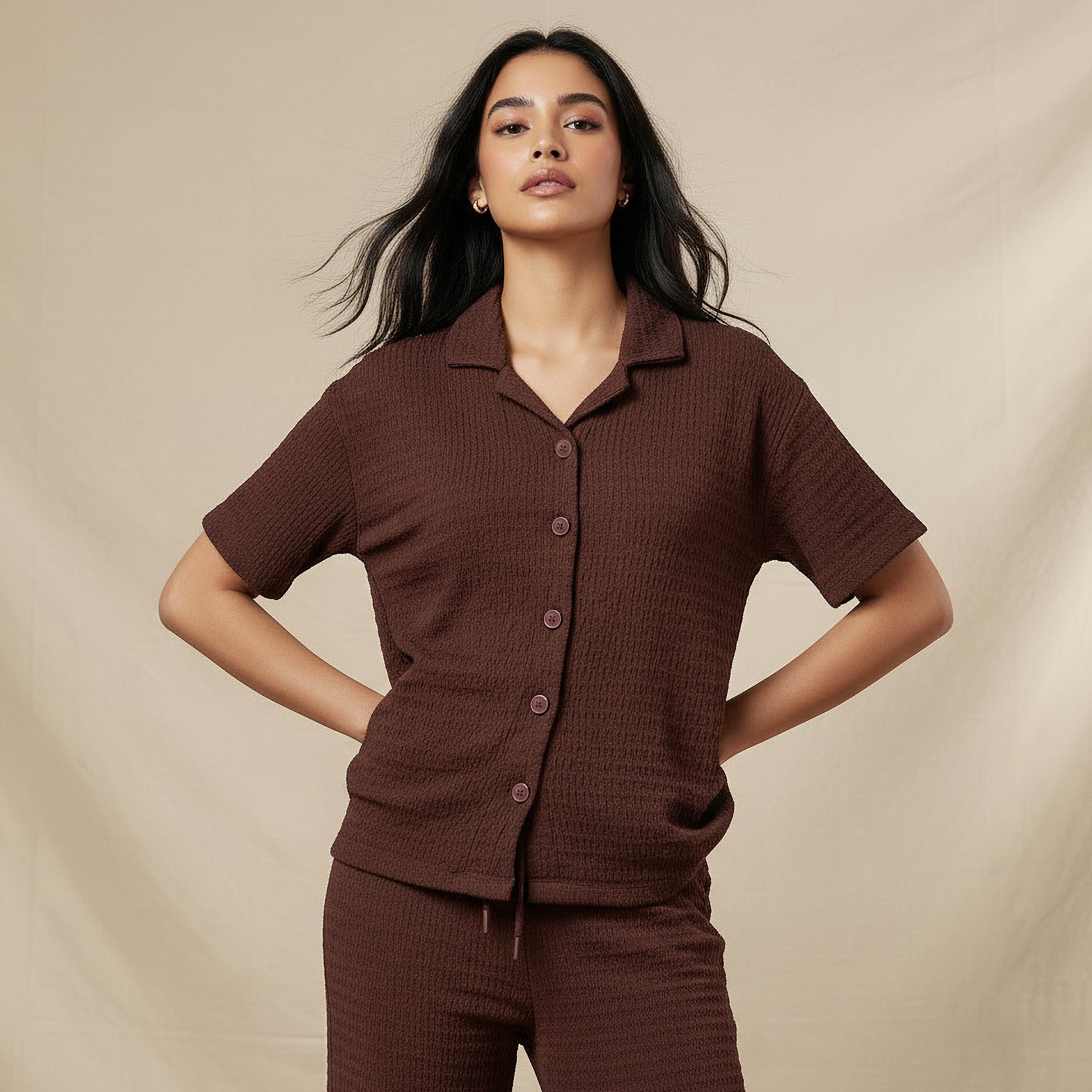 Regular Fit Shirt with Textured Detail-women-clothing-shirtsandblouses-shirts-image-1