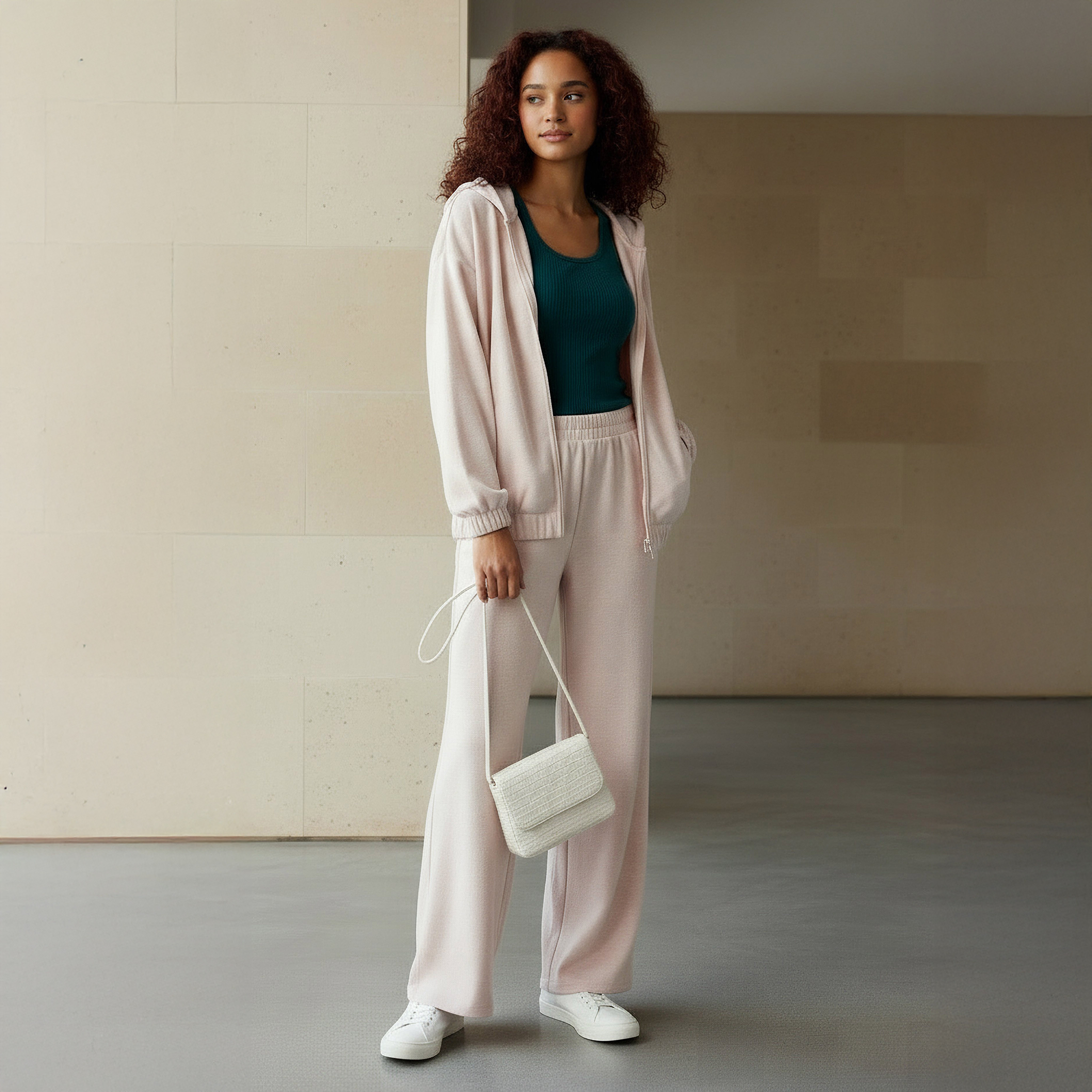 هودي بسحاب إغلاق-women-clothing-coordsets-image-2